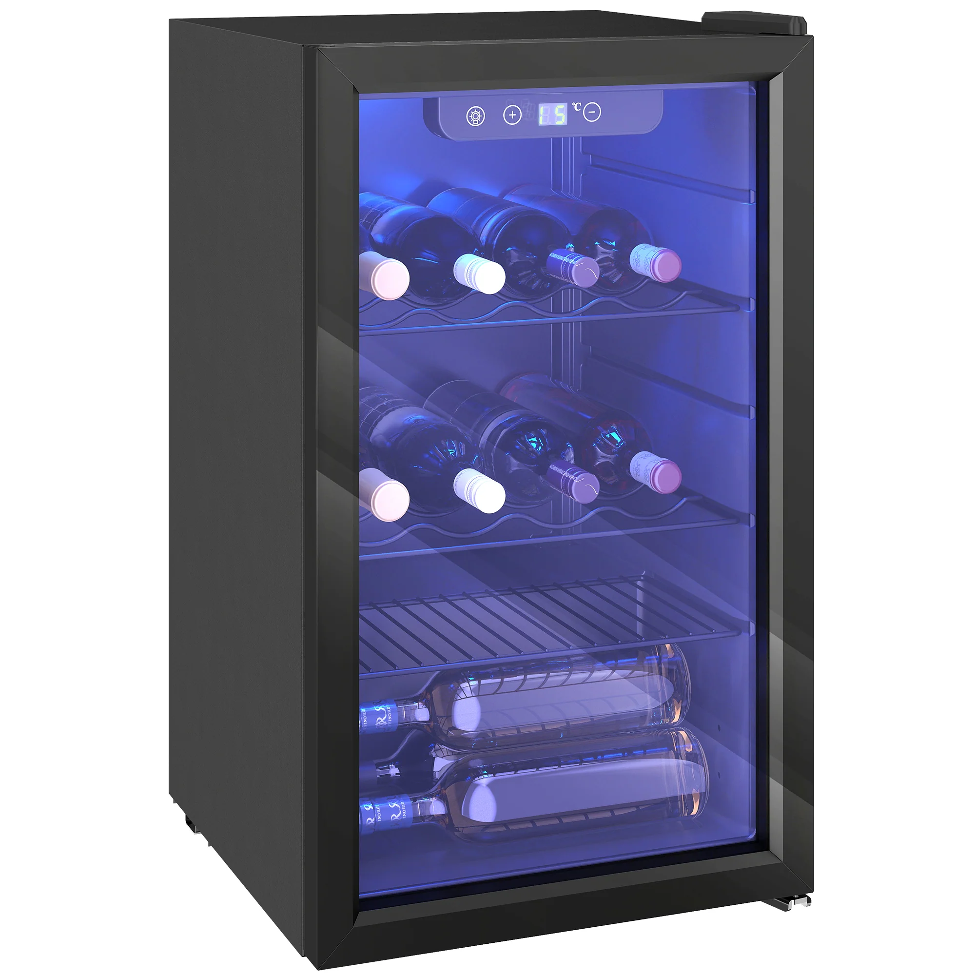 HOMCOM 24 Bottle Wine Cooler, 68L Freestanding Drinks Beer Wine Fridge