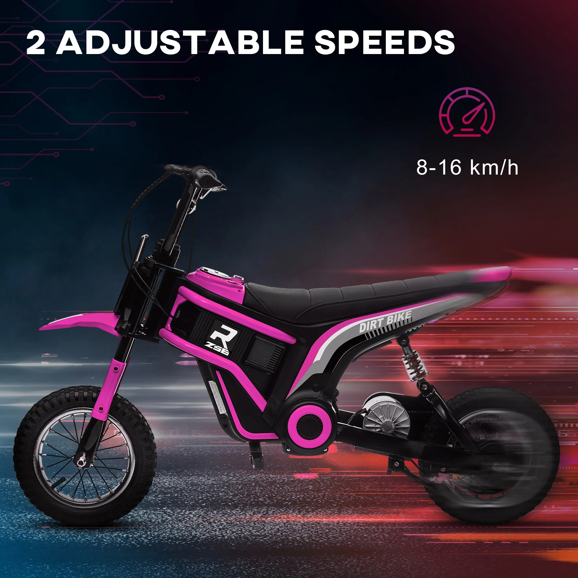 HOMCOM 24V Kids Electric Motorbike With Twist Grip Throttle, Music, Horn - Pink - Image 4