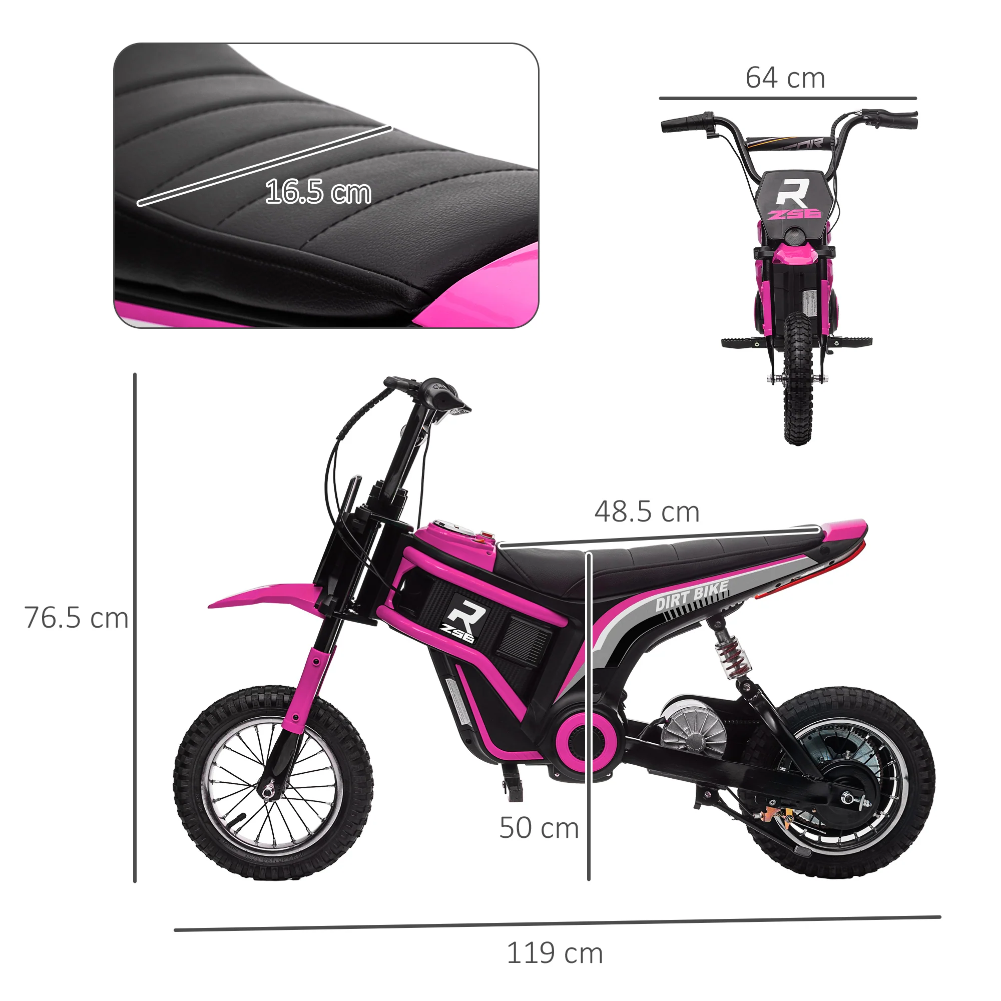 HOMCOM 24V Kids Electric Motorbike With Twist Grip Throttle, Music, Horn - Pink - Image 5