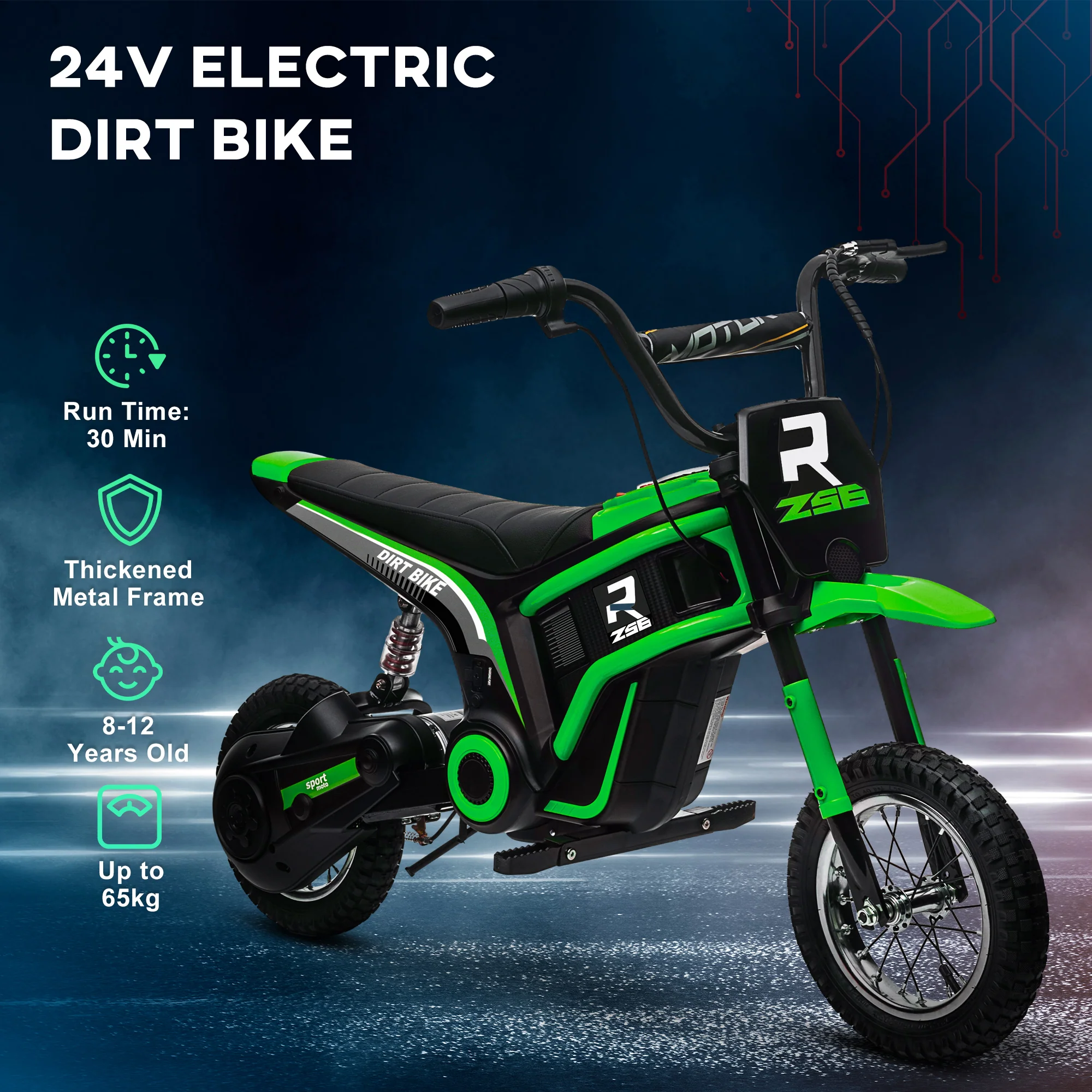 HOMCOM 24V Kids Red Electric Motorbike With Twist Grip Throttle, Music, Horn - Image 15