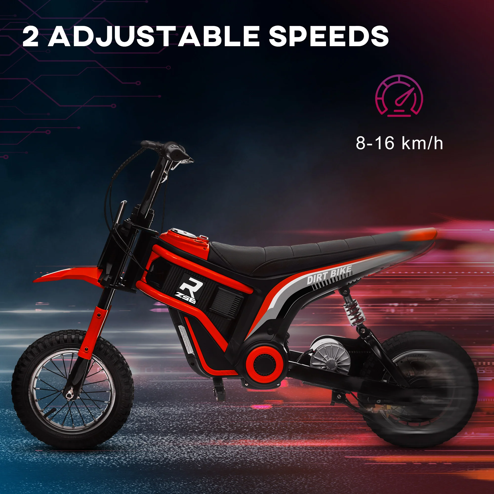 HOMCOM 24V Kids Red Electric Motorbike With Twist Grip Throttle, Music, Horn - Image 4