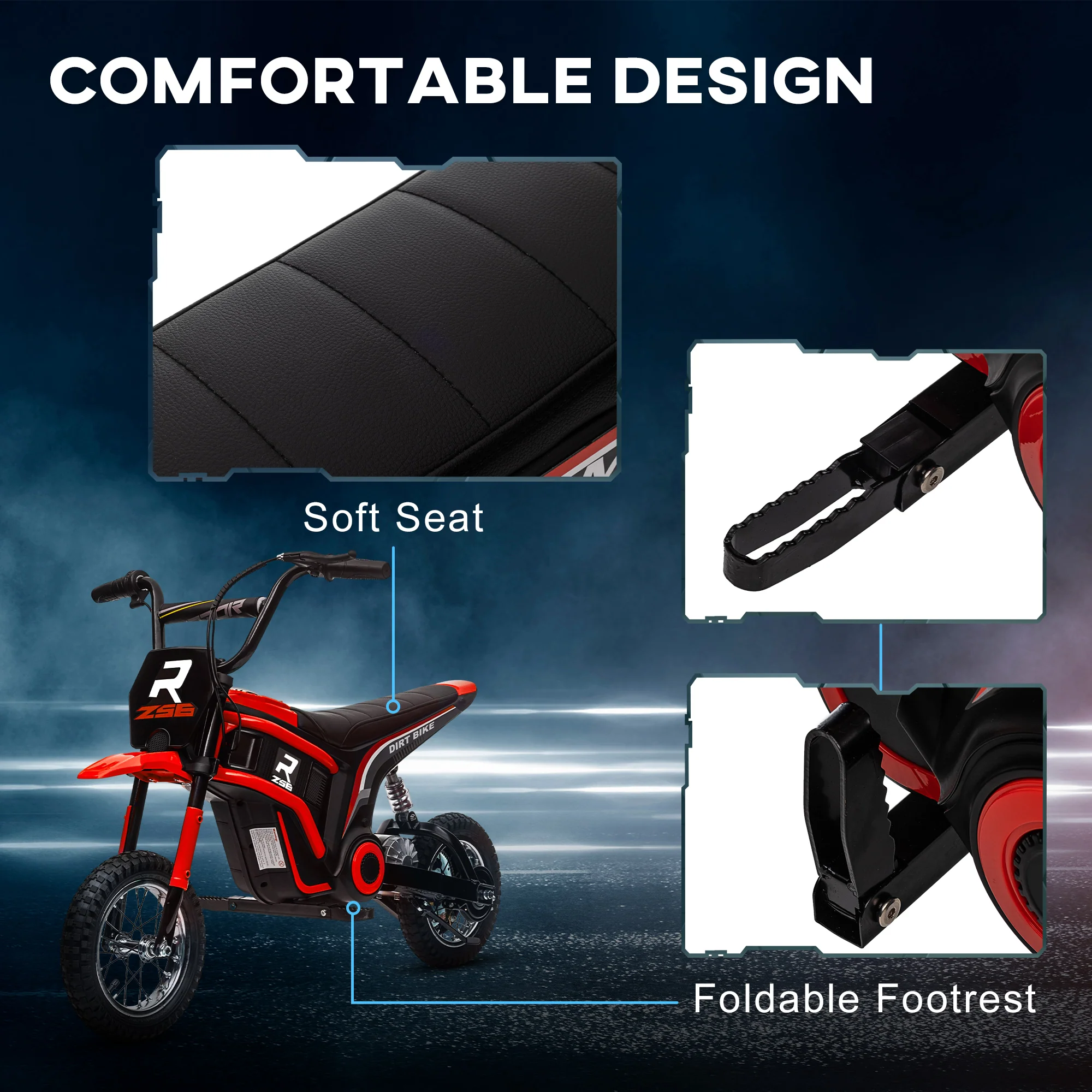 HOMCOM 24V Kids Red Electric Motorbike With Twist Grip Throttle, Music, Horn - Image 9