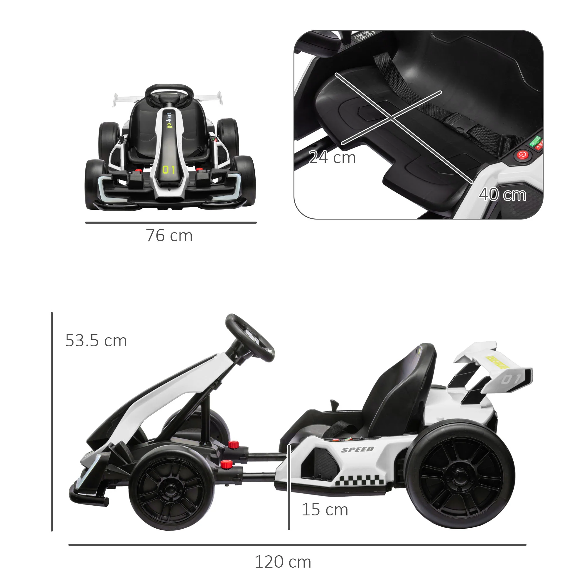 HOMCOM 24V Electric Go Kart For Kids With Adjustable Seat - Image 11