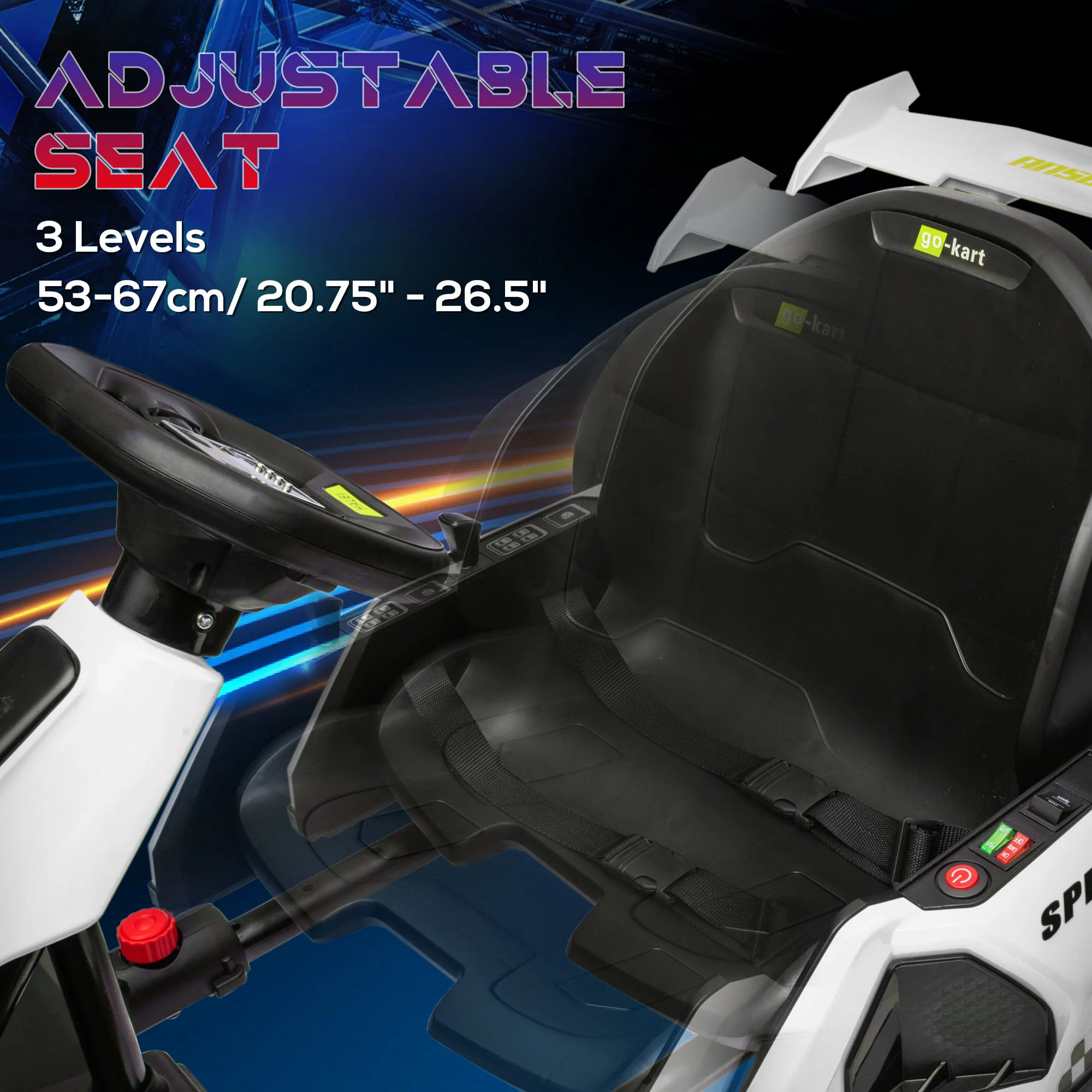 HOMCOM 24V Electric Go Kart For Kids With Adjustable Seat - Image 12