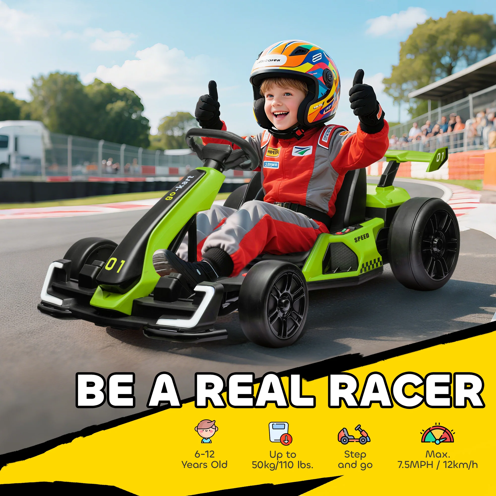 HOMCOM 24V Electric Go Kart For Kids With Adjustable Seat - Image 18