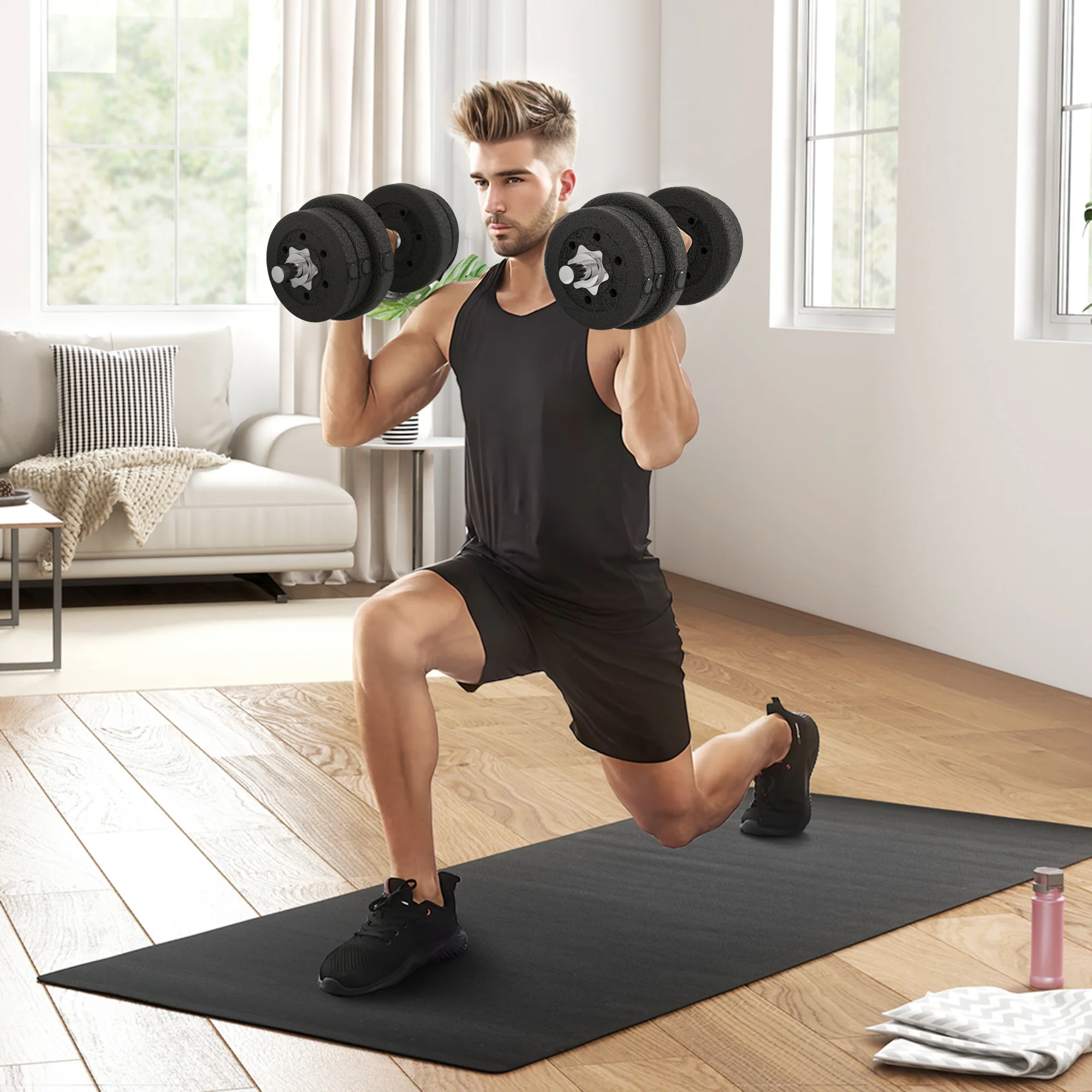HOMCOM 25KG Adjustable Dumbbells Weight Set Hand Weight for Body Fitness - Image 2