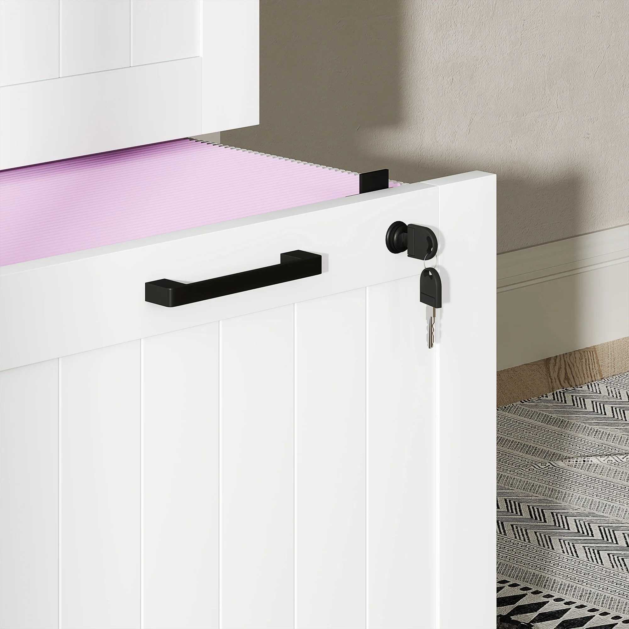 HOMCOM 3 Drawer File Cabinet with Lock and Adjustable Hanging Bars, White - Image 8