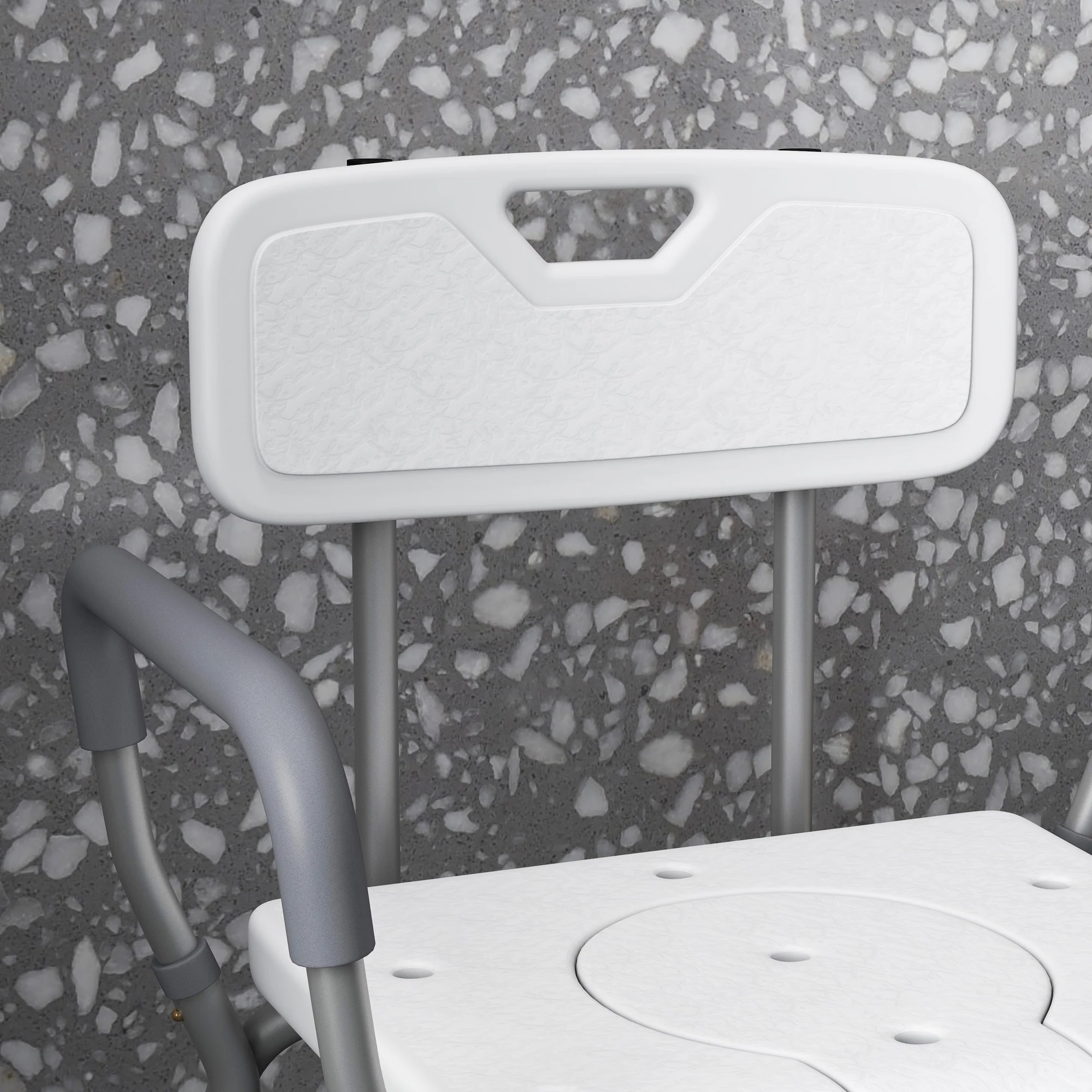 HOMCOM 3-in-1 Shower Chair Adjustable Bedside Commode Raised Toilet Seat White - Image 9