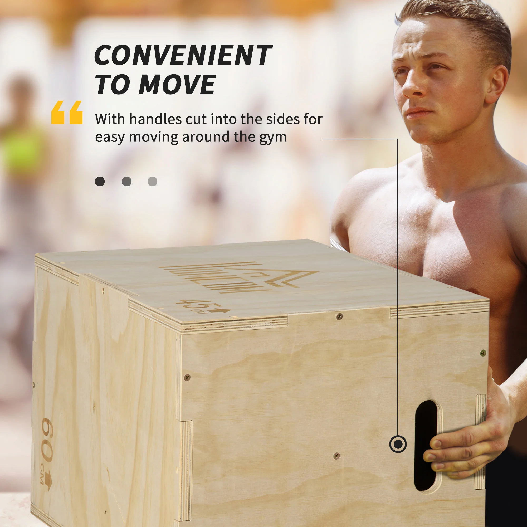 HOMCOM 3-in-1 Wooden Plyo Box for Home Gym, Workout Training, Natural - Image 4