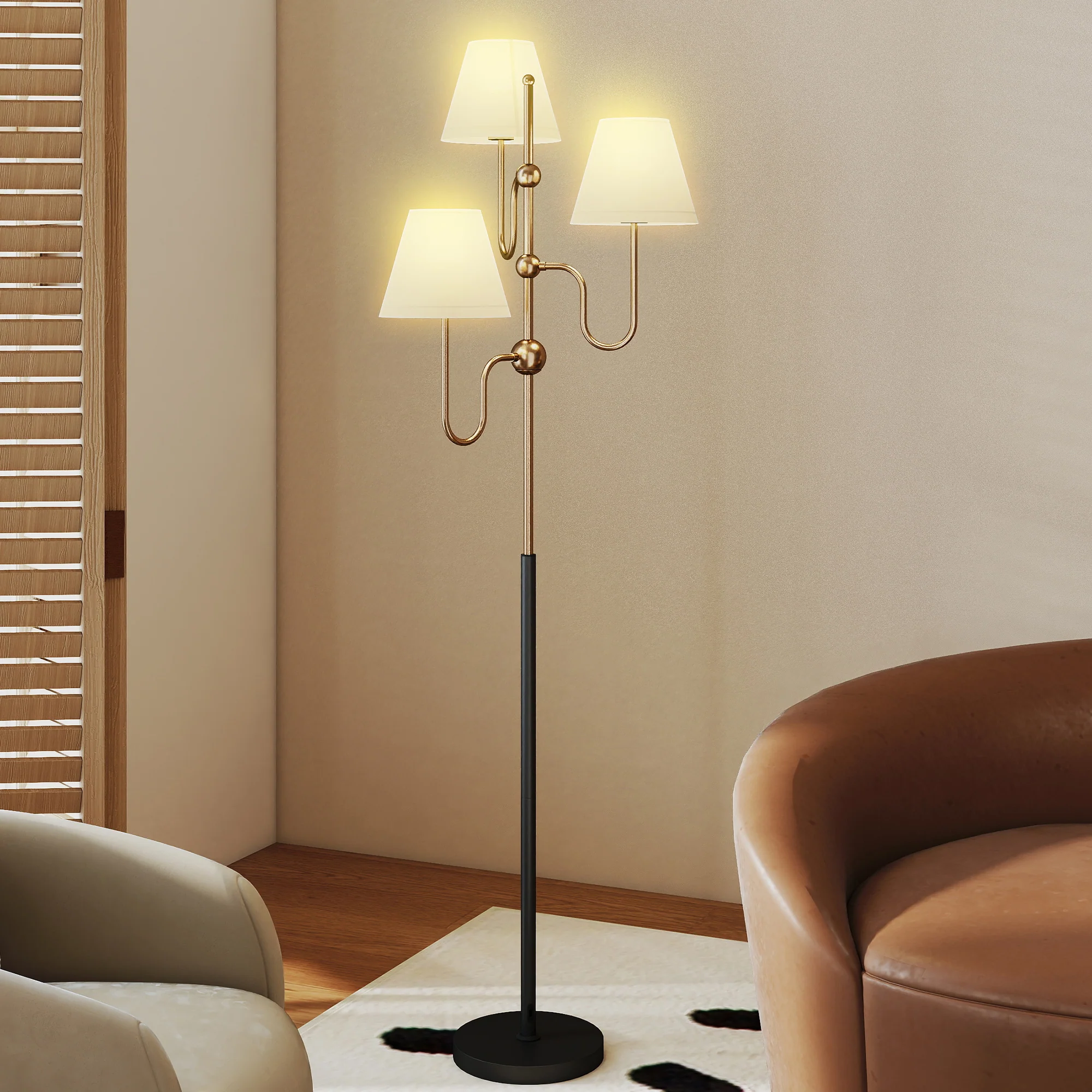 HOMCOM 3-Light Floor Lamp, 165 cm Tall Standing Lamp with Foot Switch - Image 9