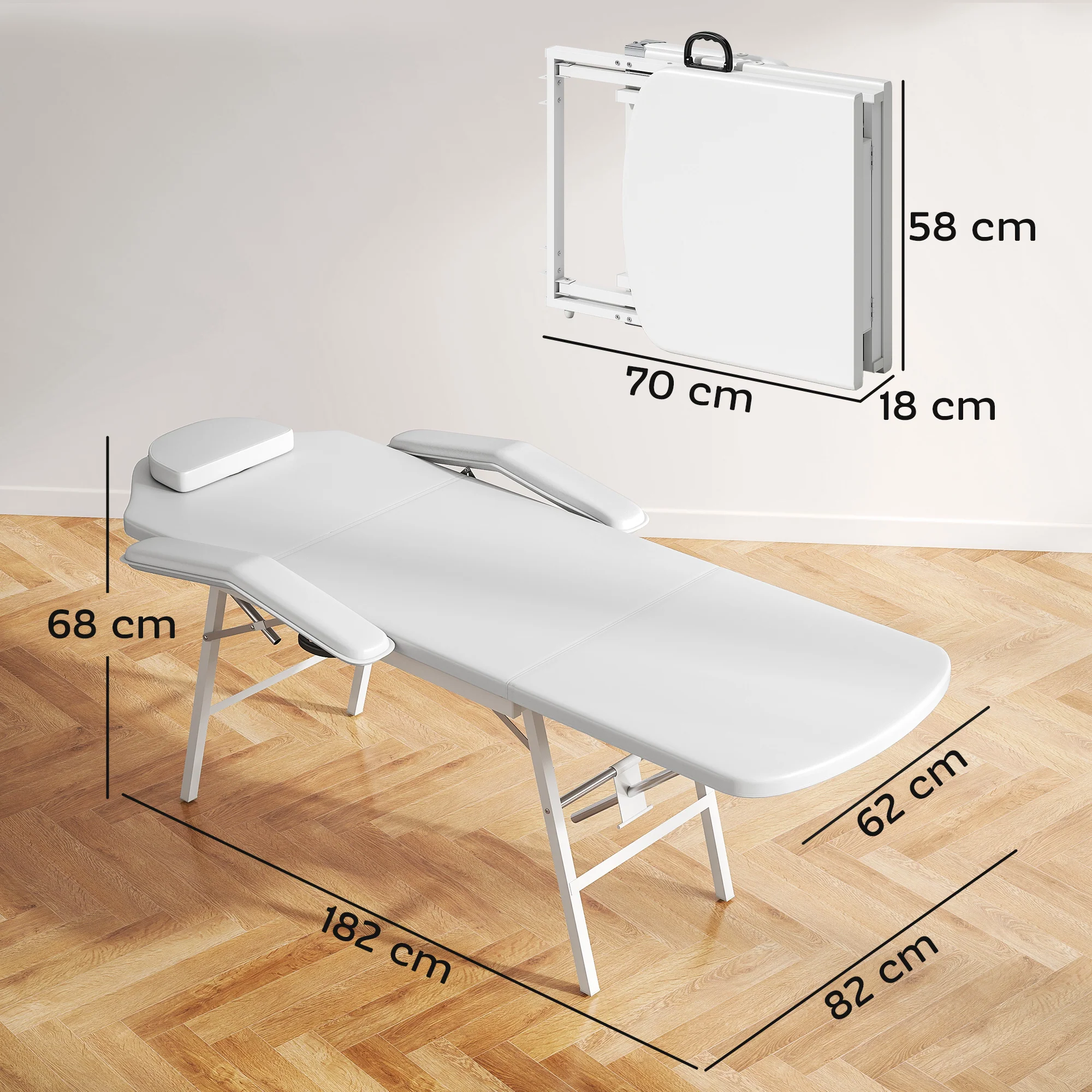 HOMCOM 3 Section Adjustable Massage Table, Beauty Bed For Spa, Lash, - Image 12