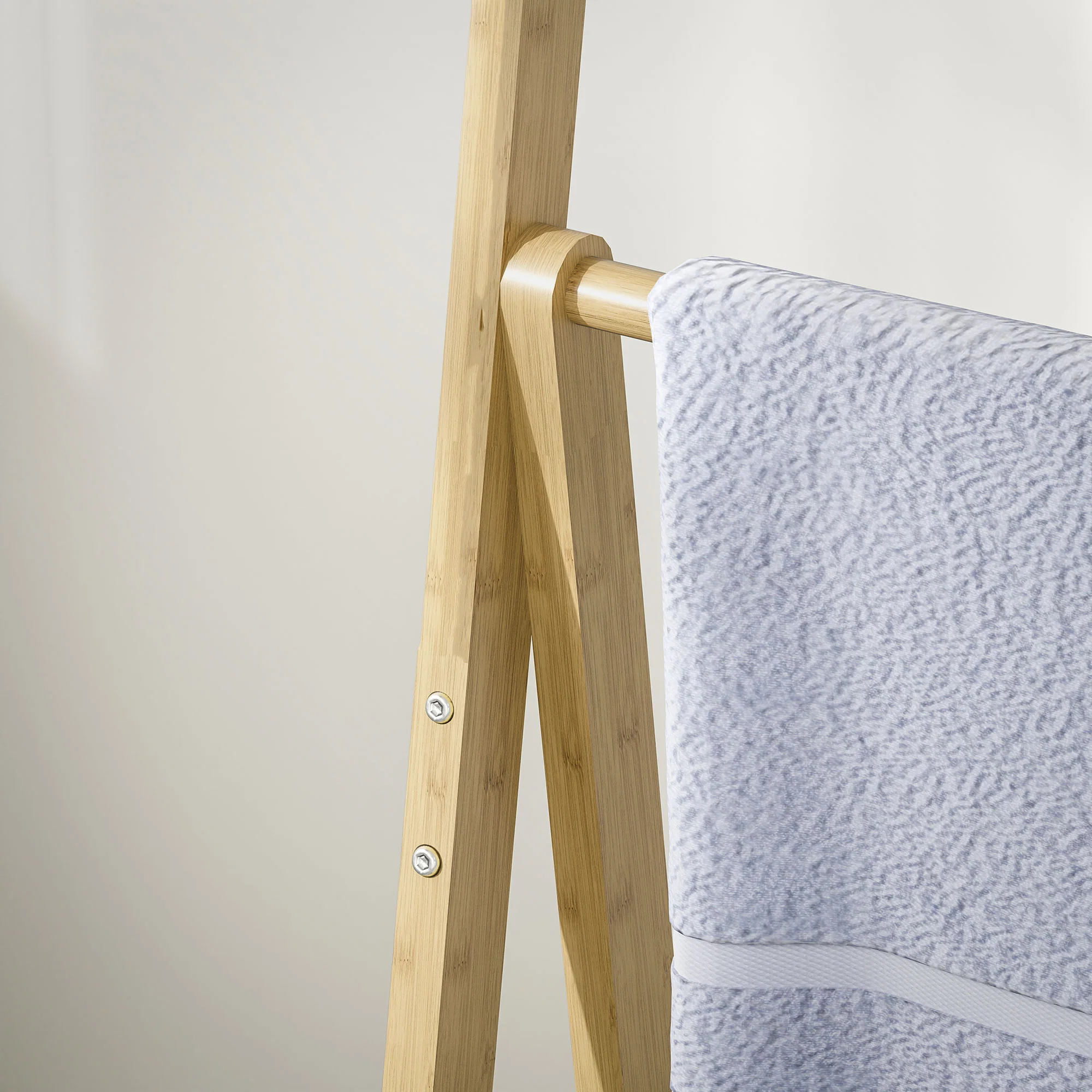 HOMCOM 3-Tier Folding Bamboo Bathroom Storage Shelving Unit With Towel Bars - Image 8