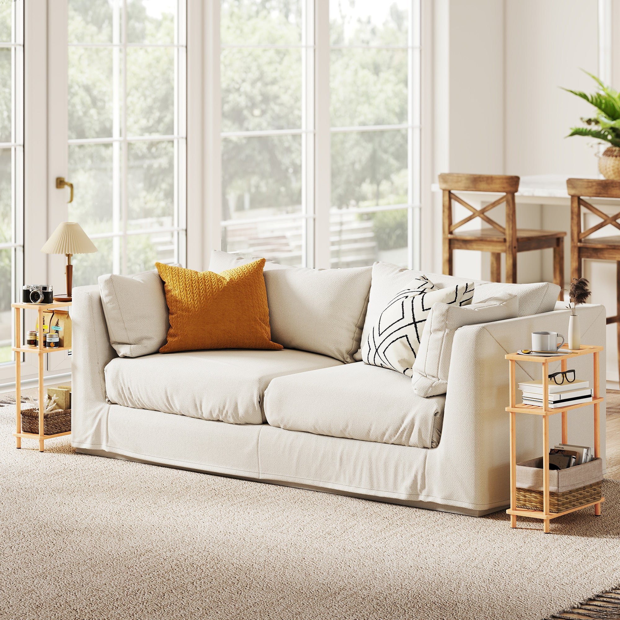 HOMCOM 3-Tier Slim End Table, Tool-Free Assembly, Natural Wood Finish - Image 9