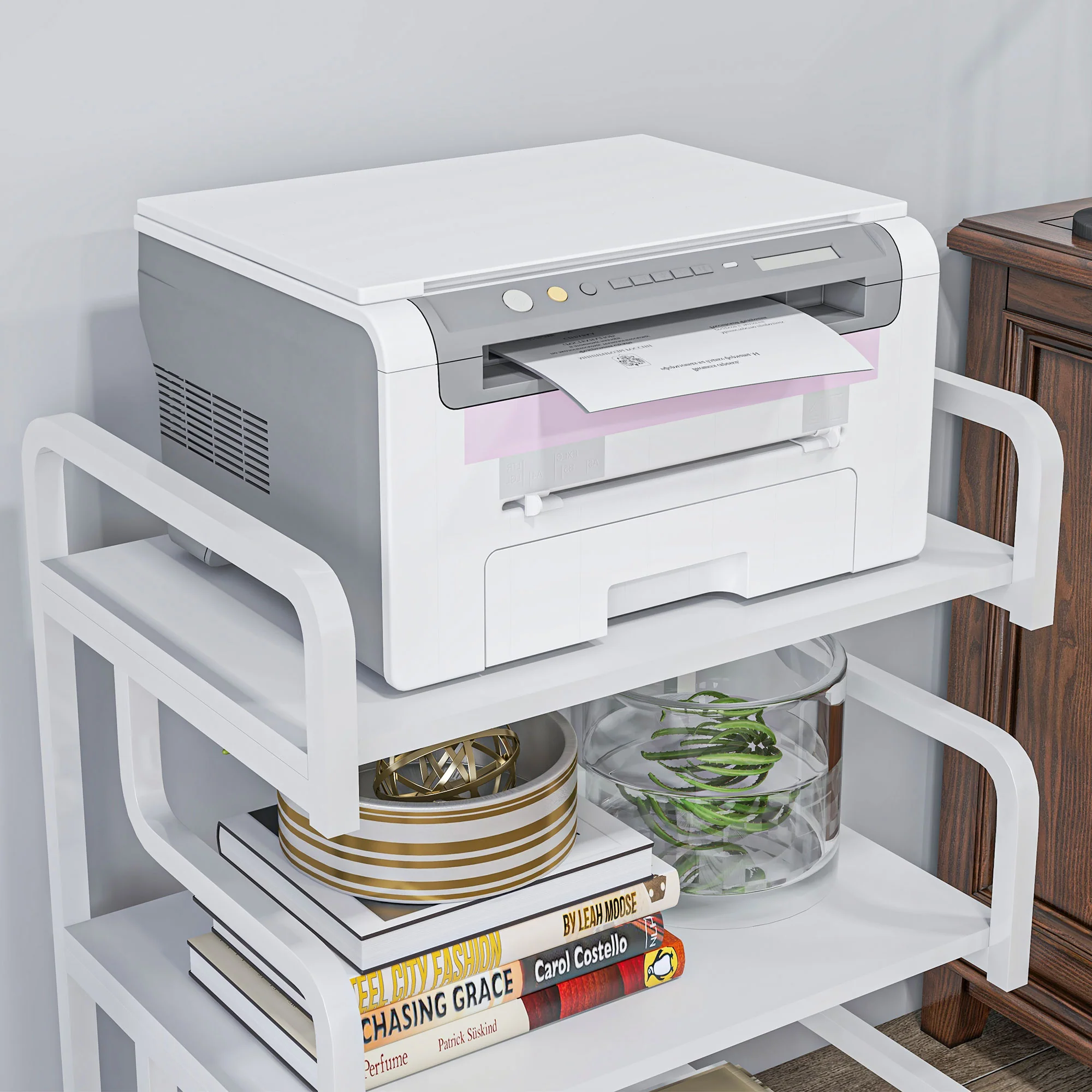 HOMCOM 3-Tier Storage Shelf, Metal Shelves For Storage For Home Office, White - Image 8