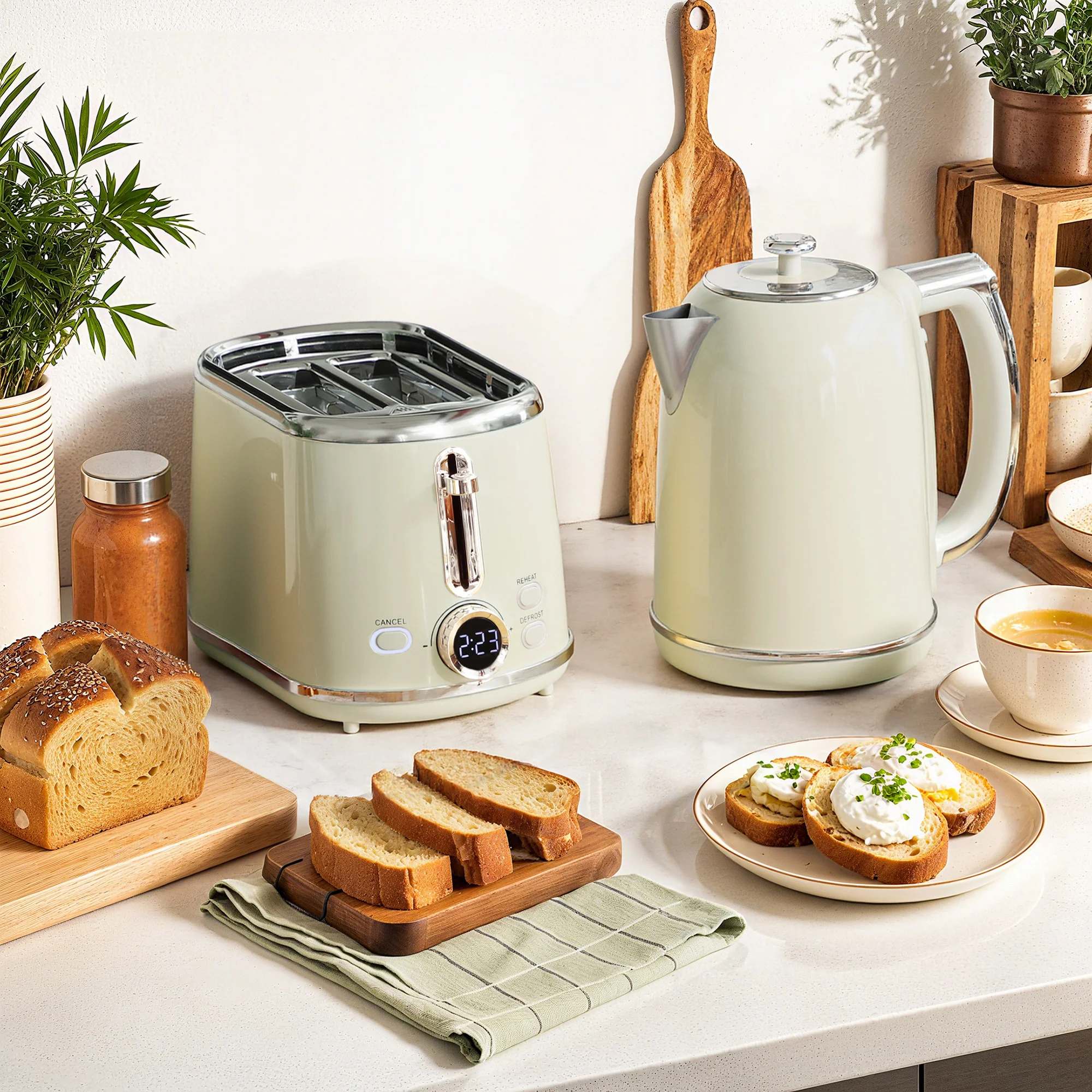 HOMCOM 3000W 1.7L 2 Slice Toaster And Kettle With Keep Warm Memory Function - Image 2
