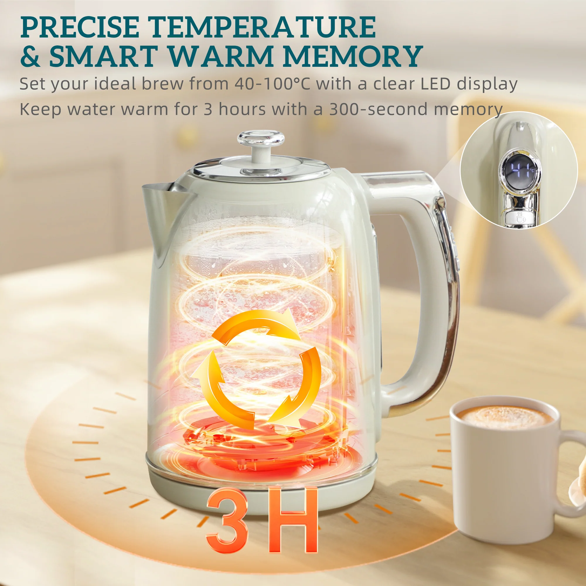 HOMCOM 3000W 1.7L 2 Slice Toaster And Kettle With Keep Warm Memory Function - Image 4