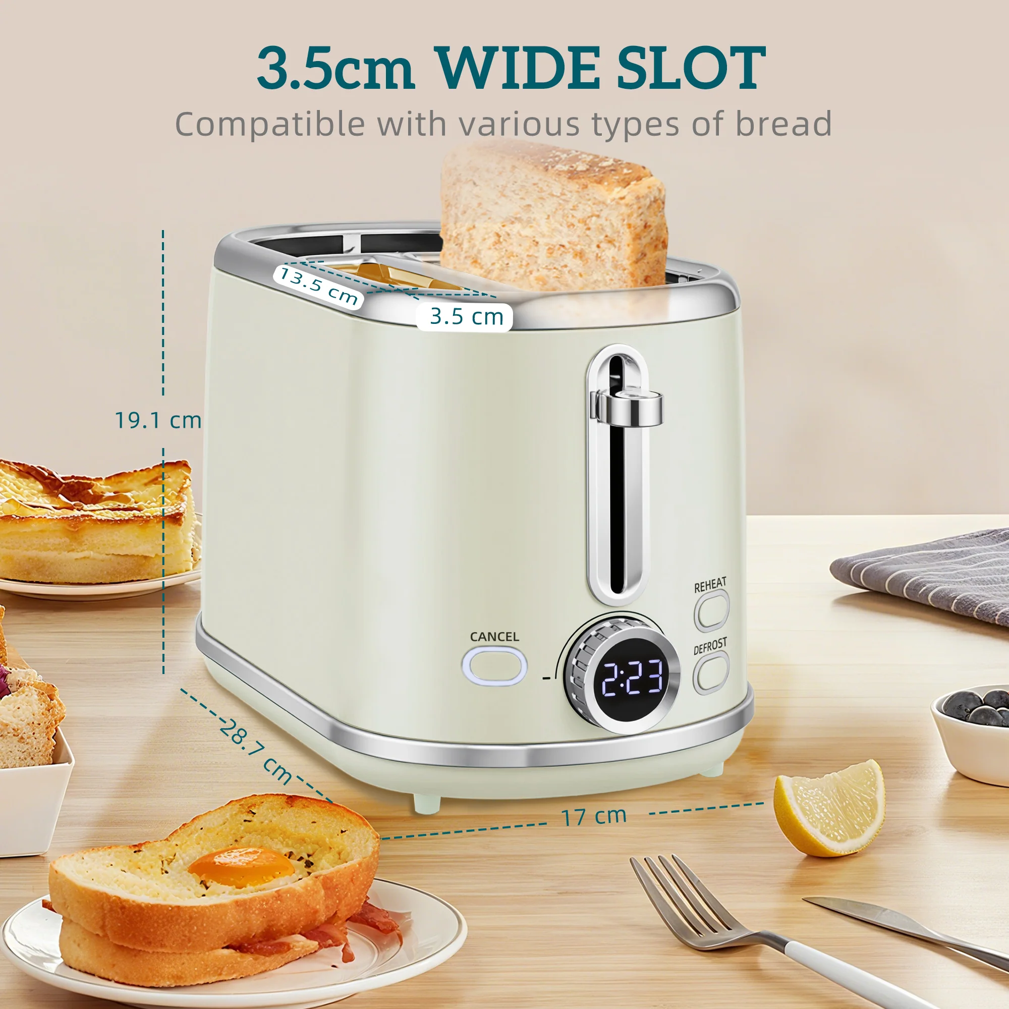 HOMCOM 3000W 1.7L 2 Slice Toaster And Kettle With Keep Warm Memory Function - Image 6