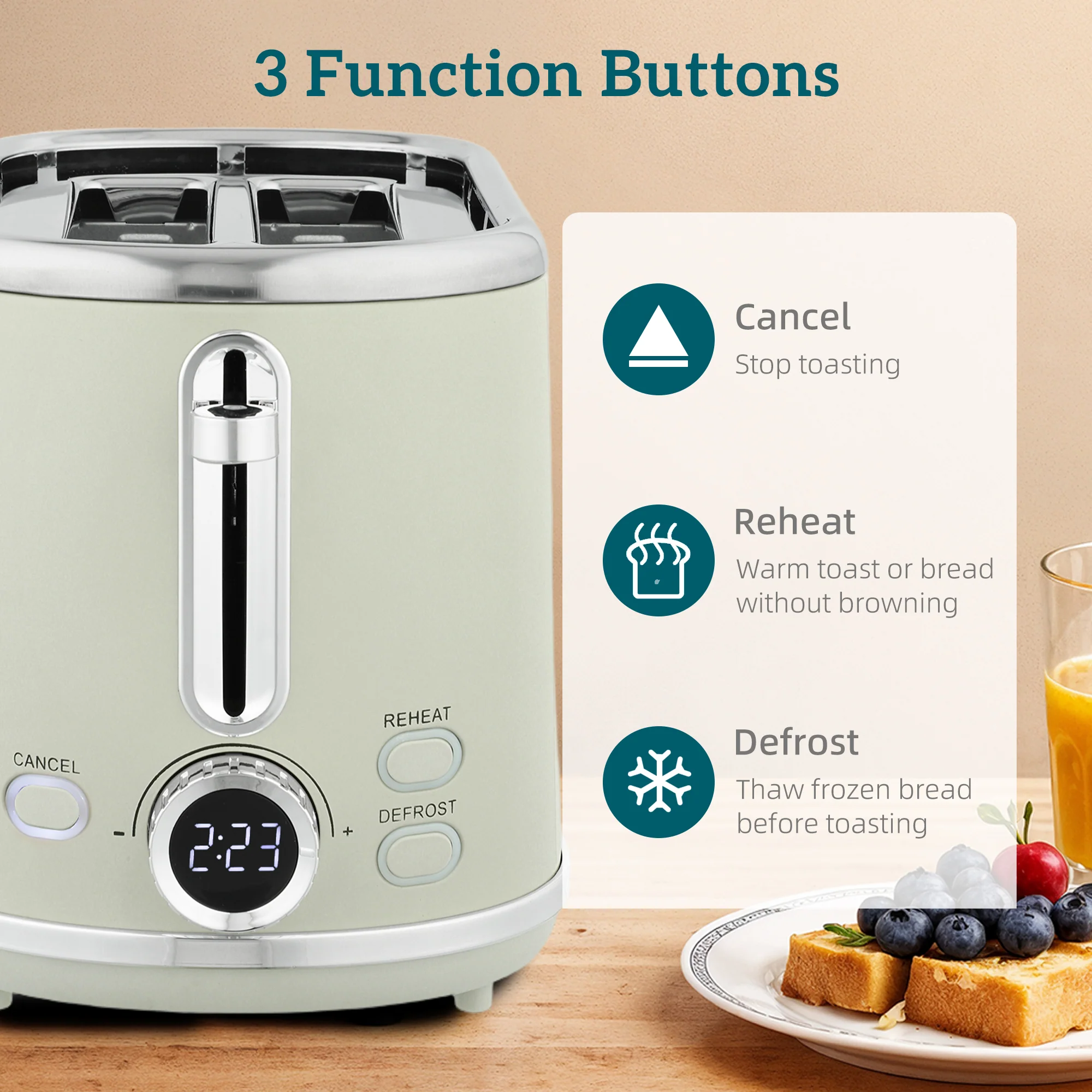 HOMCOM 3000W 1.7L 2 Slice Toaster And Kettle With Keep Warm Memory Function - Image 8