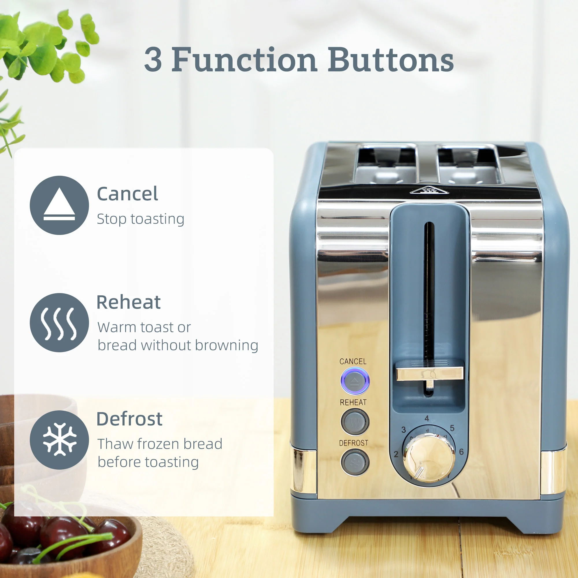 HOMCOM 3000W Rapid Boil Kettle And Toaster Set With Otter Thermostat, Blue - Image 7