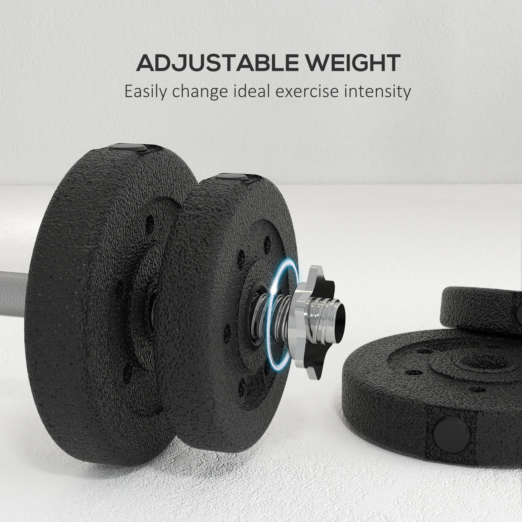 HOMCOM 30KG Adjustable Dumbbells Weight Set Hand Weight For Body Fitness - Image 3