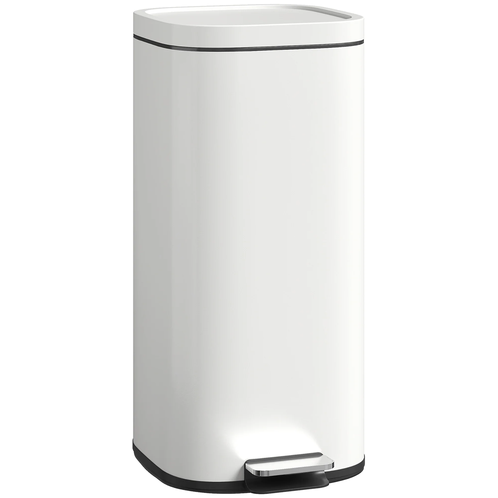 HOMCOM 30L Kitchen Bin, Pedal Bin with Lid, Removable Inner Bucket, Cream