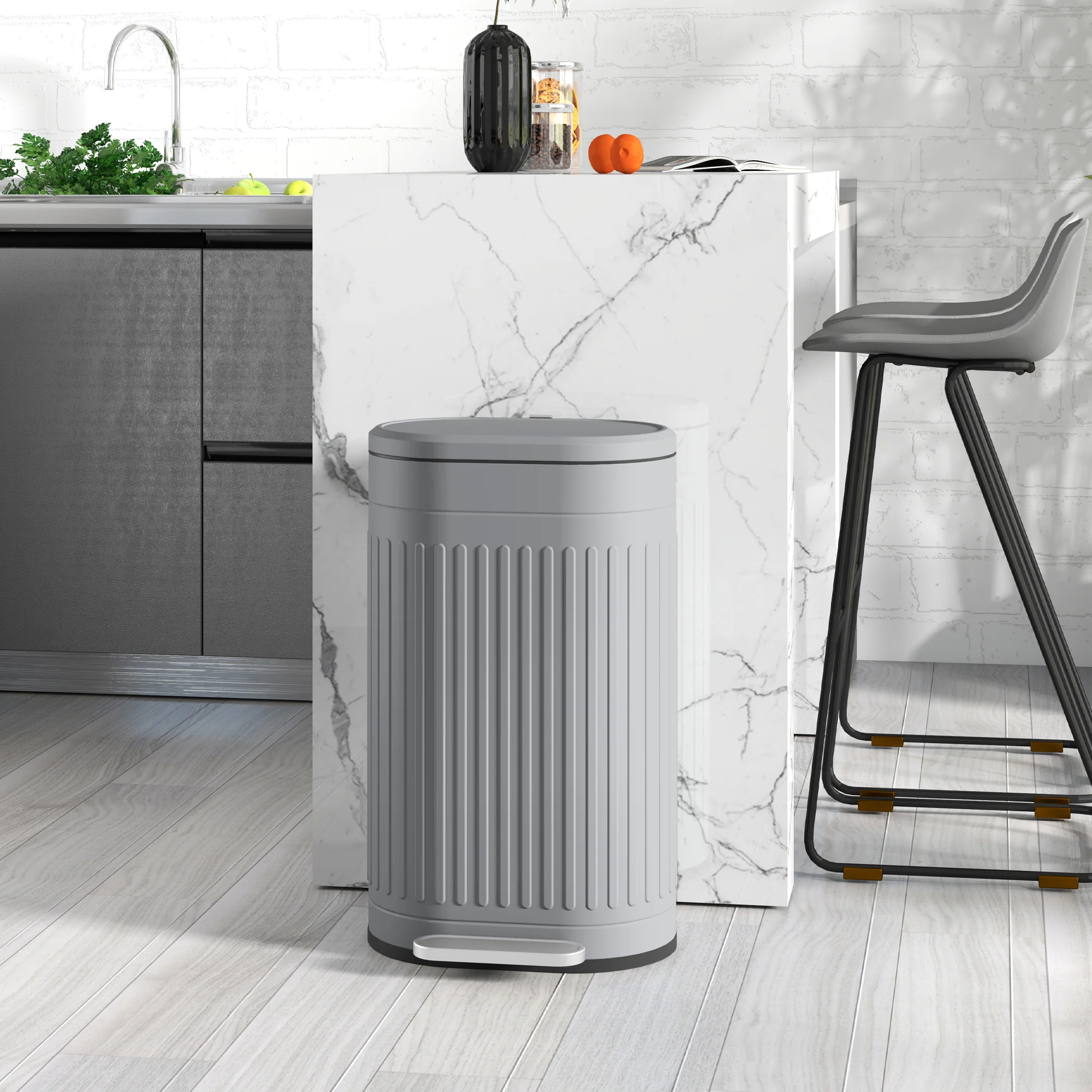 HOMCOM 30L Pedal Bin, Metal Kitchen Bin with Soft-close Lid - Image 11