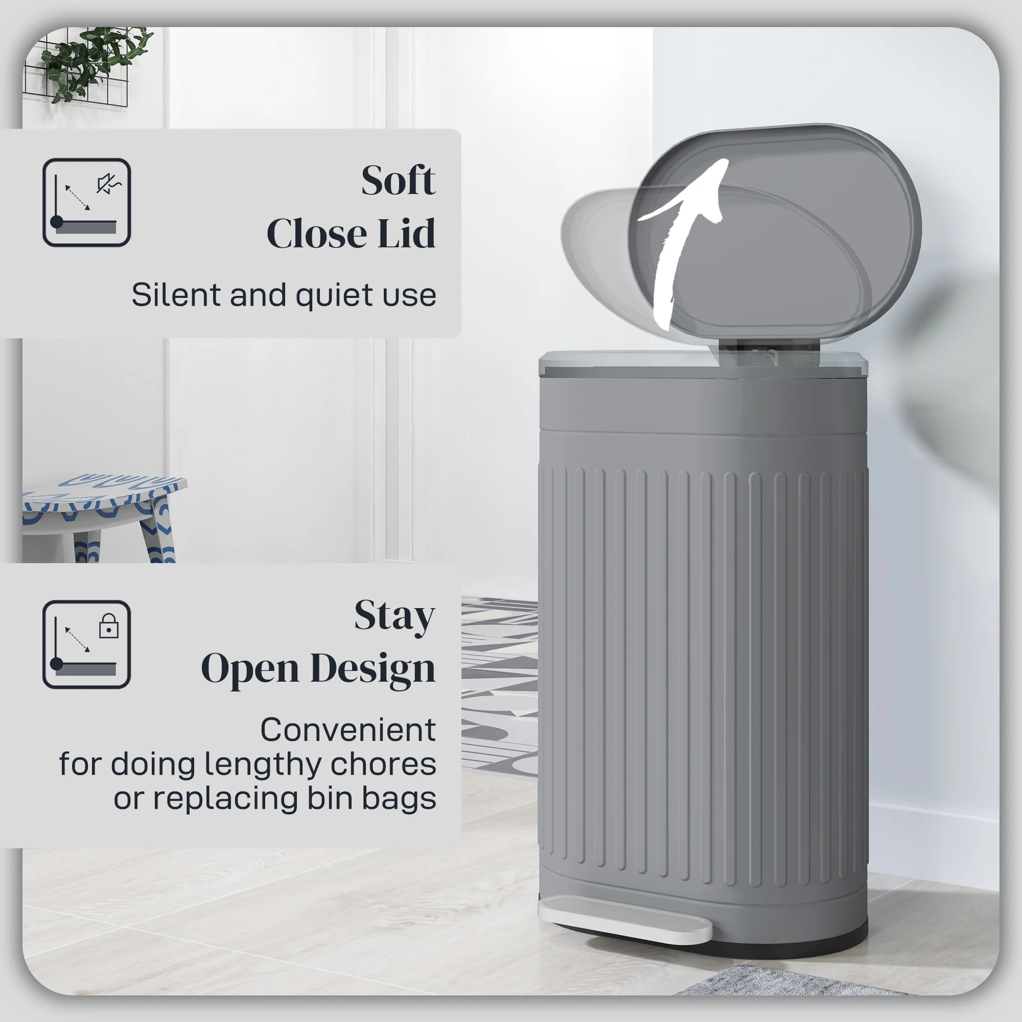 HOMCOM 30L Pedal Bin, Metal Kitchen Bin with Soft-close Lid - Image 13