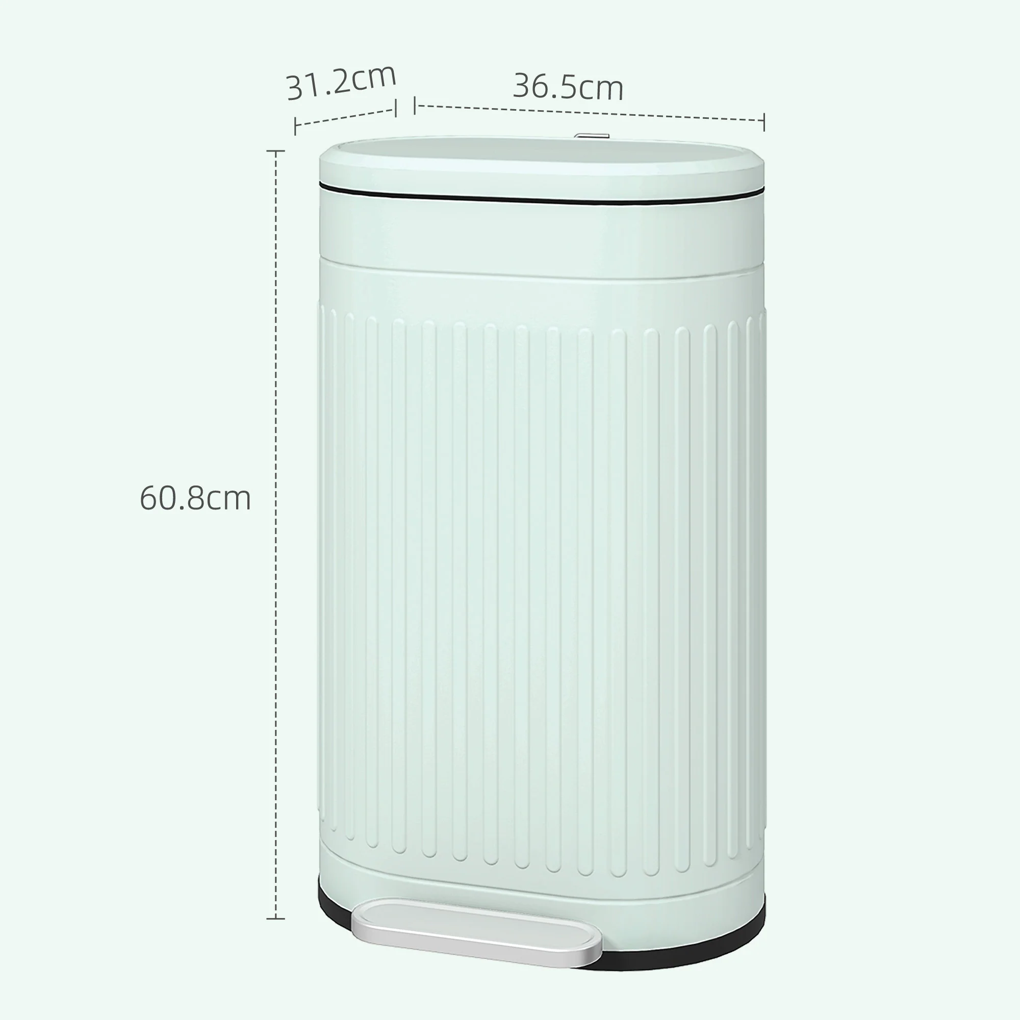 HOMCOM 30L Pedal Bin, Metal Kitchen Bin with Soft-close Lid - Image 5