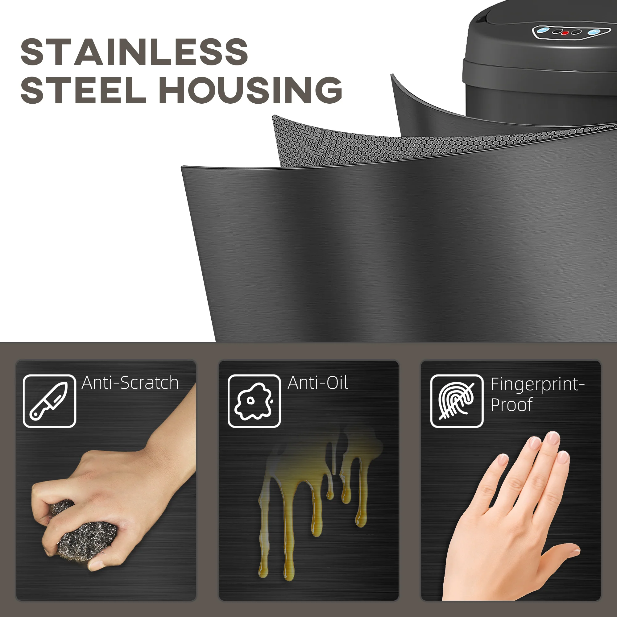 HOMCOM 30L Sensor Bin With Soft-Close Lid, Automatic Touchless Kitchen Bin - Image 6
