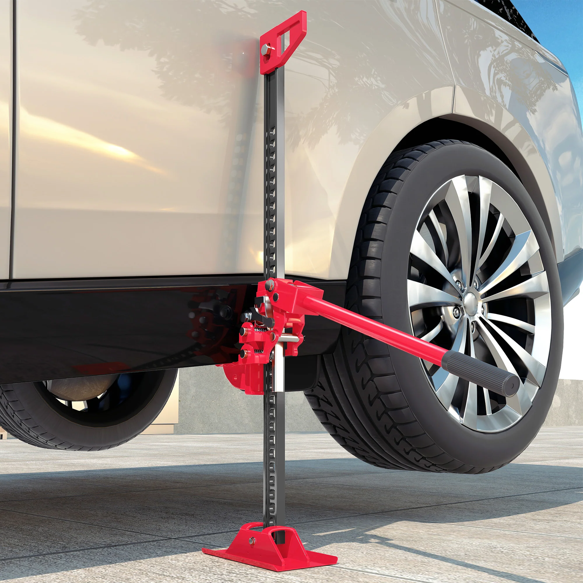 HOMCOM 33\" 3 Tonne High Lift Farm Jack for 4x4 Tractors Trucks, Red - Image 8