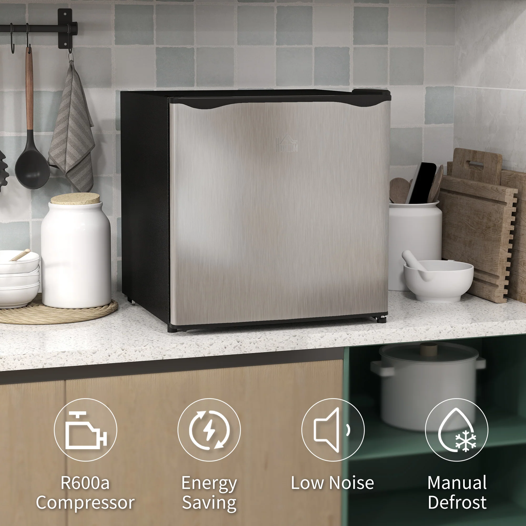 HOMCOM 35L Tabletop Freezer With Adjustable Temperature Wire Shelf Silver - Image 8