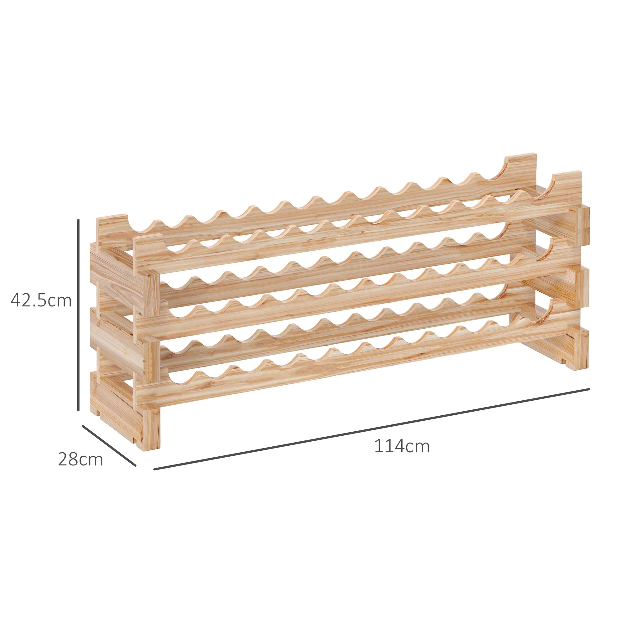 HOMCOM 36 Bottle Shelf Wine Rack Holder Standing Holds Storage Fir Wood Cellar - Image 5