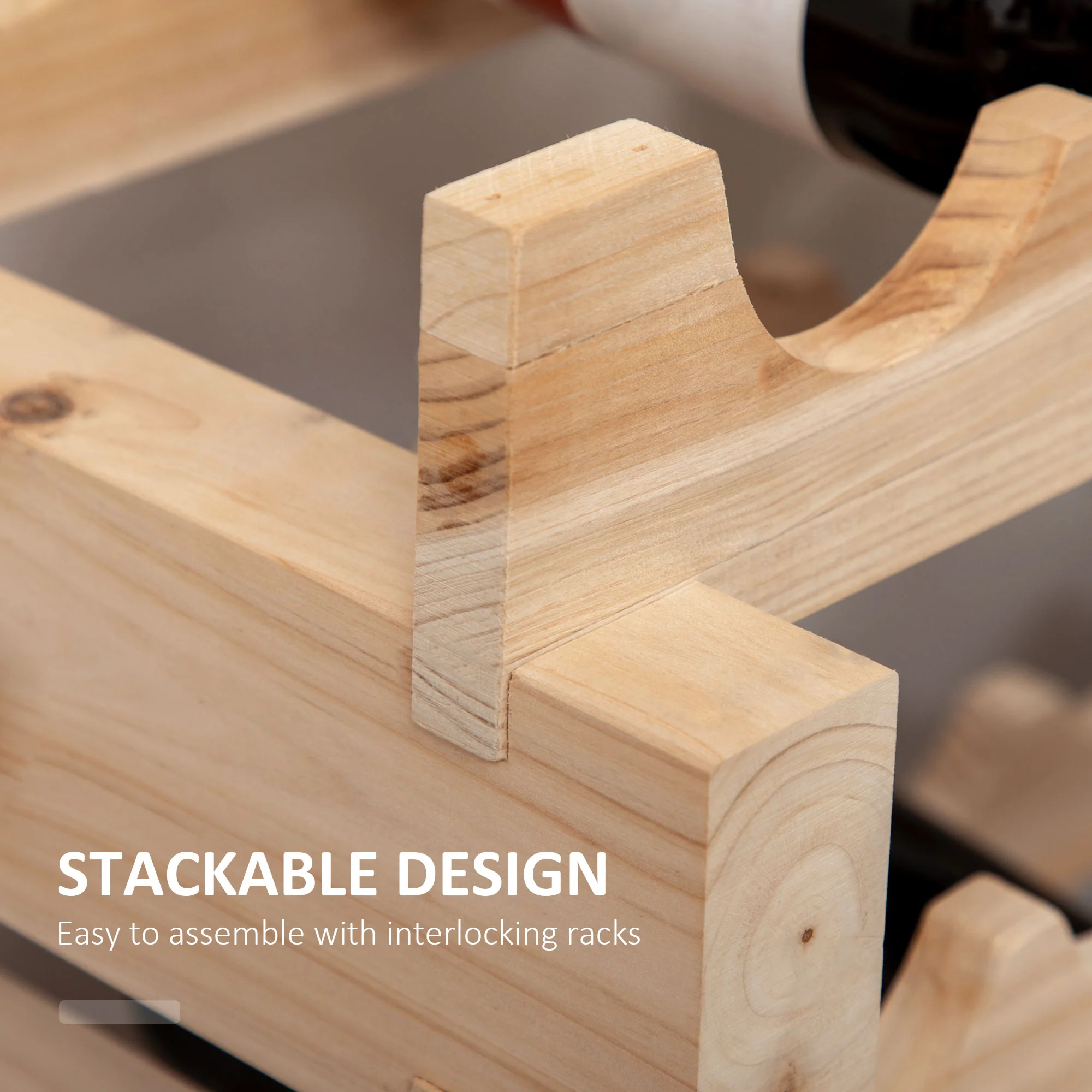 HOMCOM 36 Bottle Shelf Wine Rack Holder Standing Holds Storage Fir Wood Cellar - Image 6