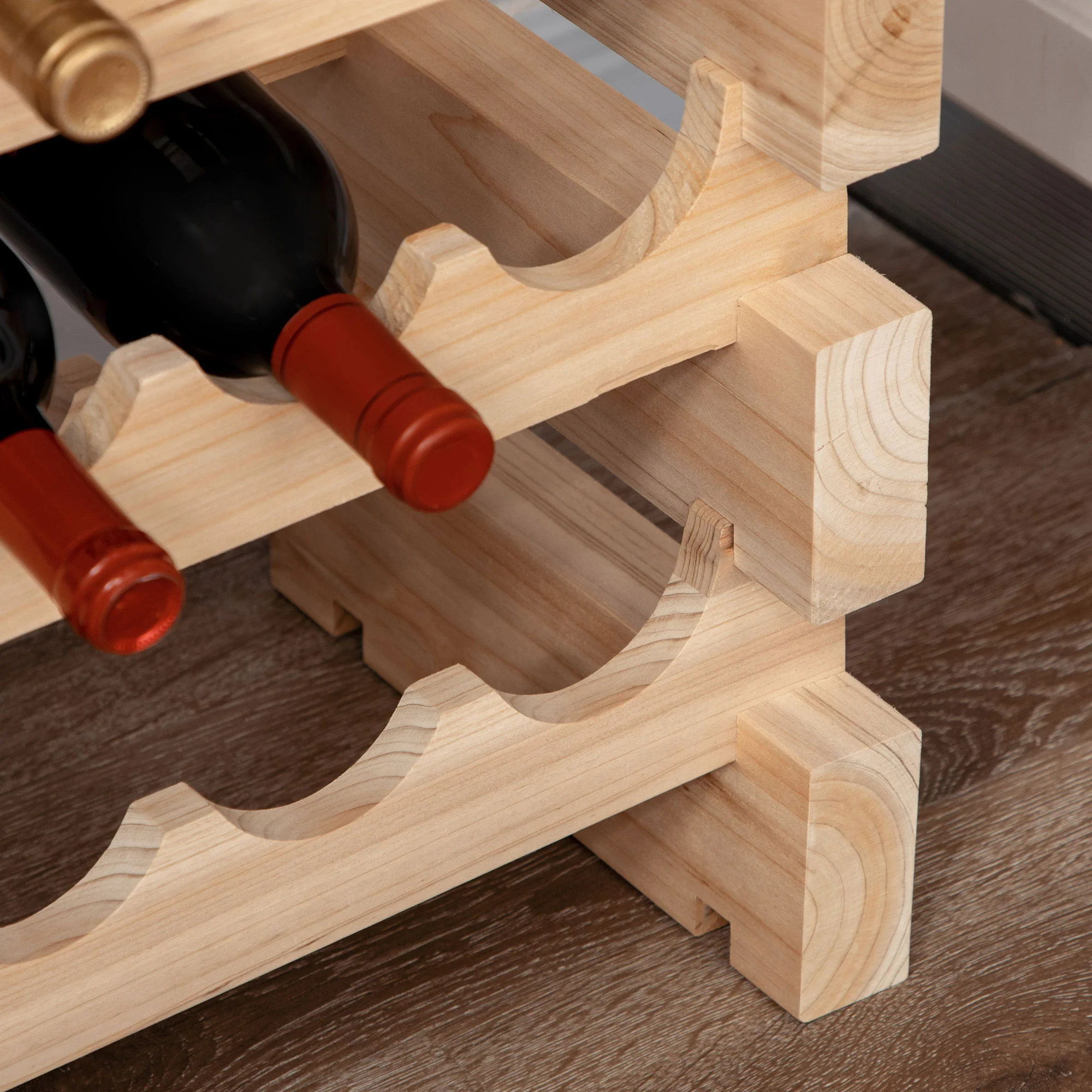 HOMCOM 36 Bottle Shelf Wine Rack Holder Standing Holds Storage Fir Wood Cellar - Image 8