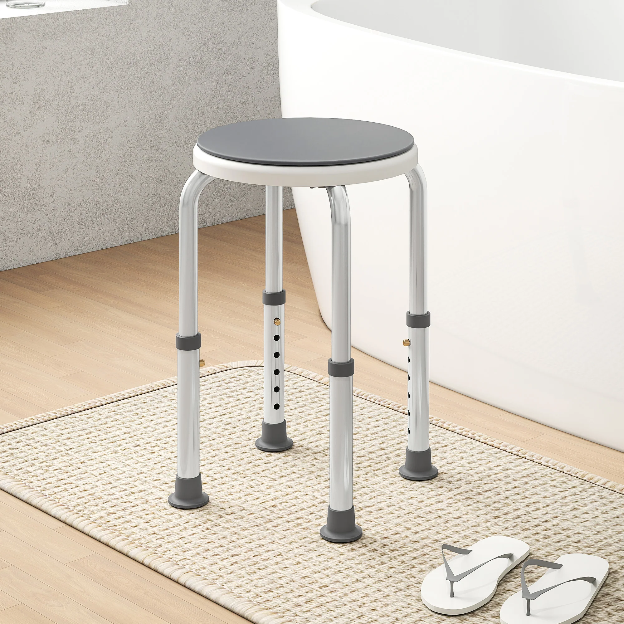 HOMCOM 360 Degree Swivel Shower Stool With Non-Slip Feet For Disabled - Image 11