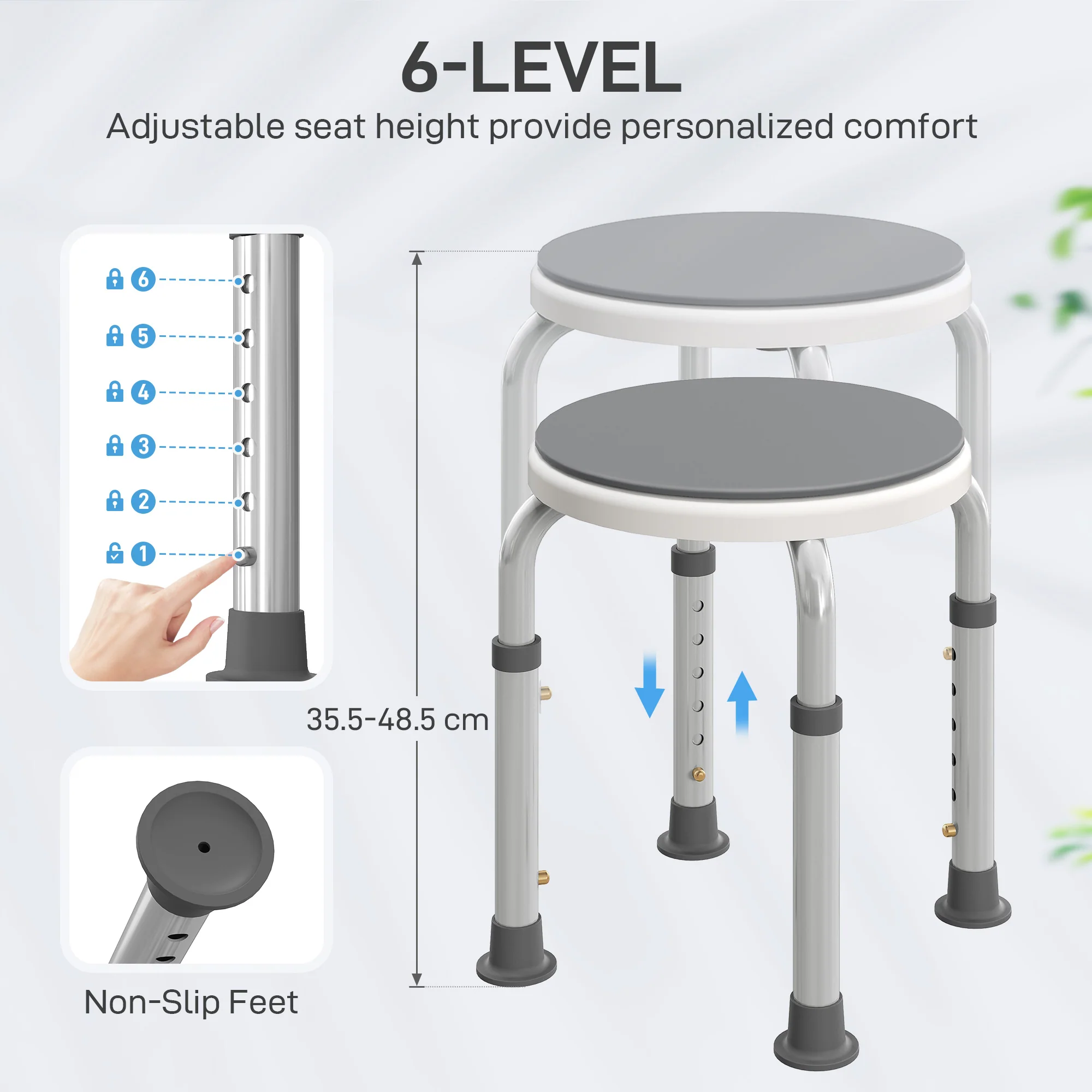 HOMCOM 360 Degree Swivel Shower Stool With Non-Slip Feet For Disabled - Image 12