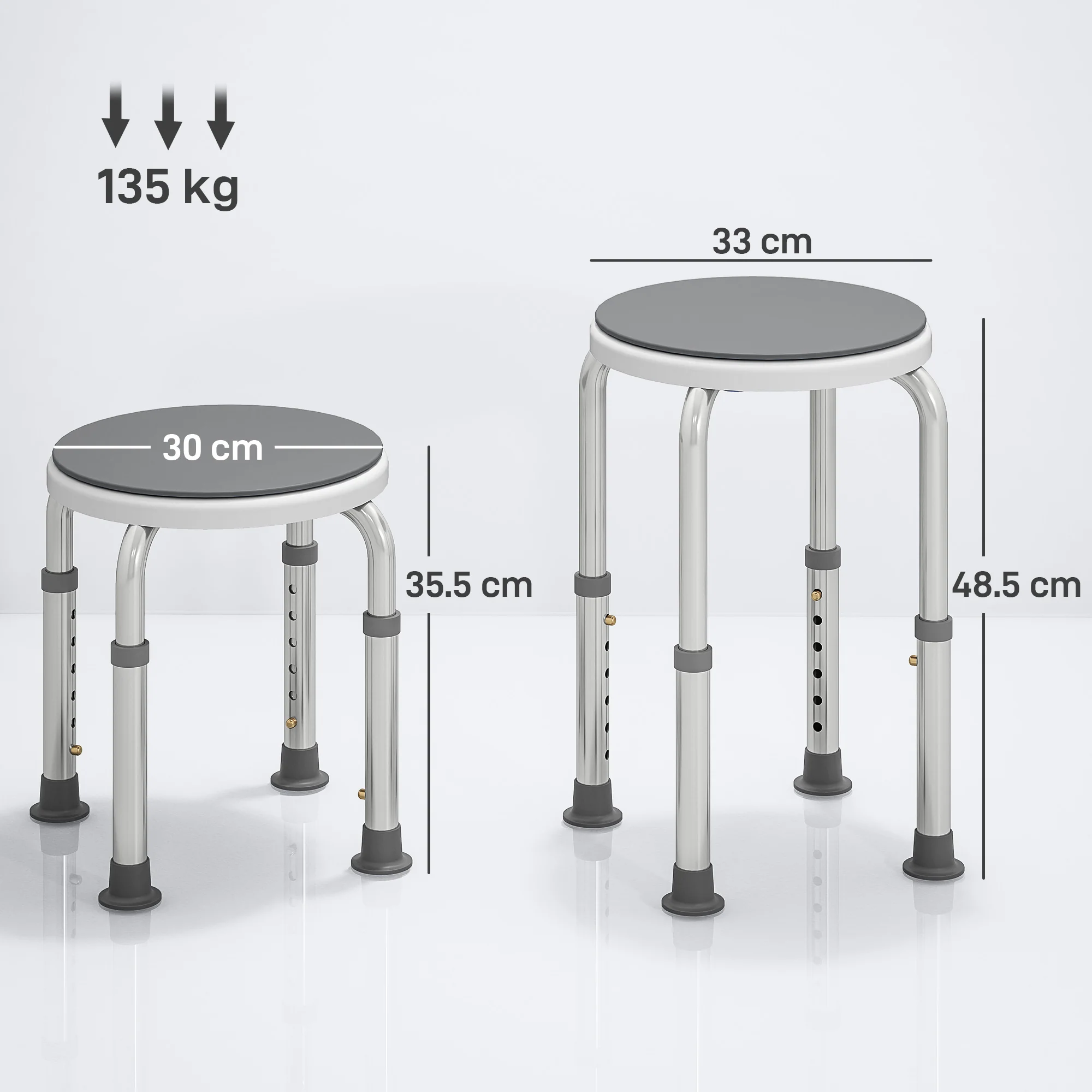 HOMCOM 360 Degree Swivel Shower Stool With Non-Slip Feet For Disabled - Image 14