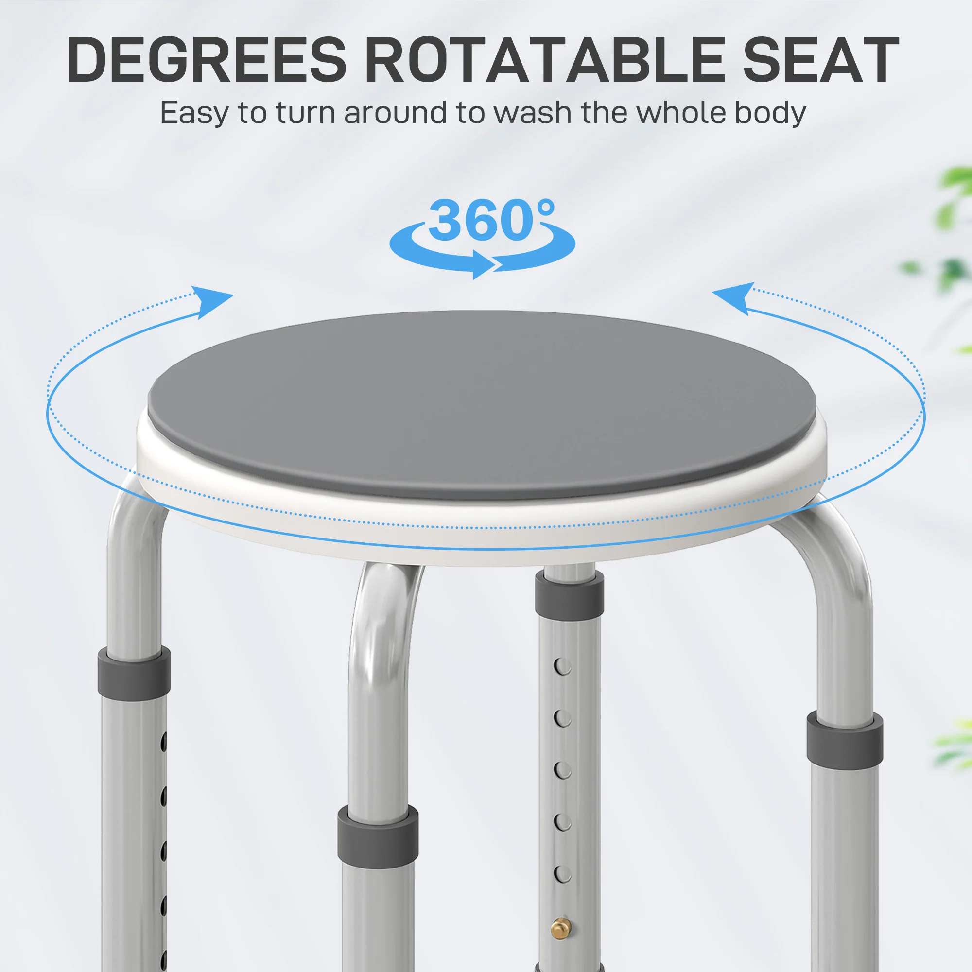 HOMCOM 360 Degree Swivel Shower Stool With Non-Slip Feet For Disabled - Image 15