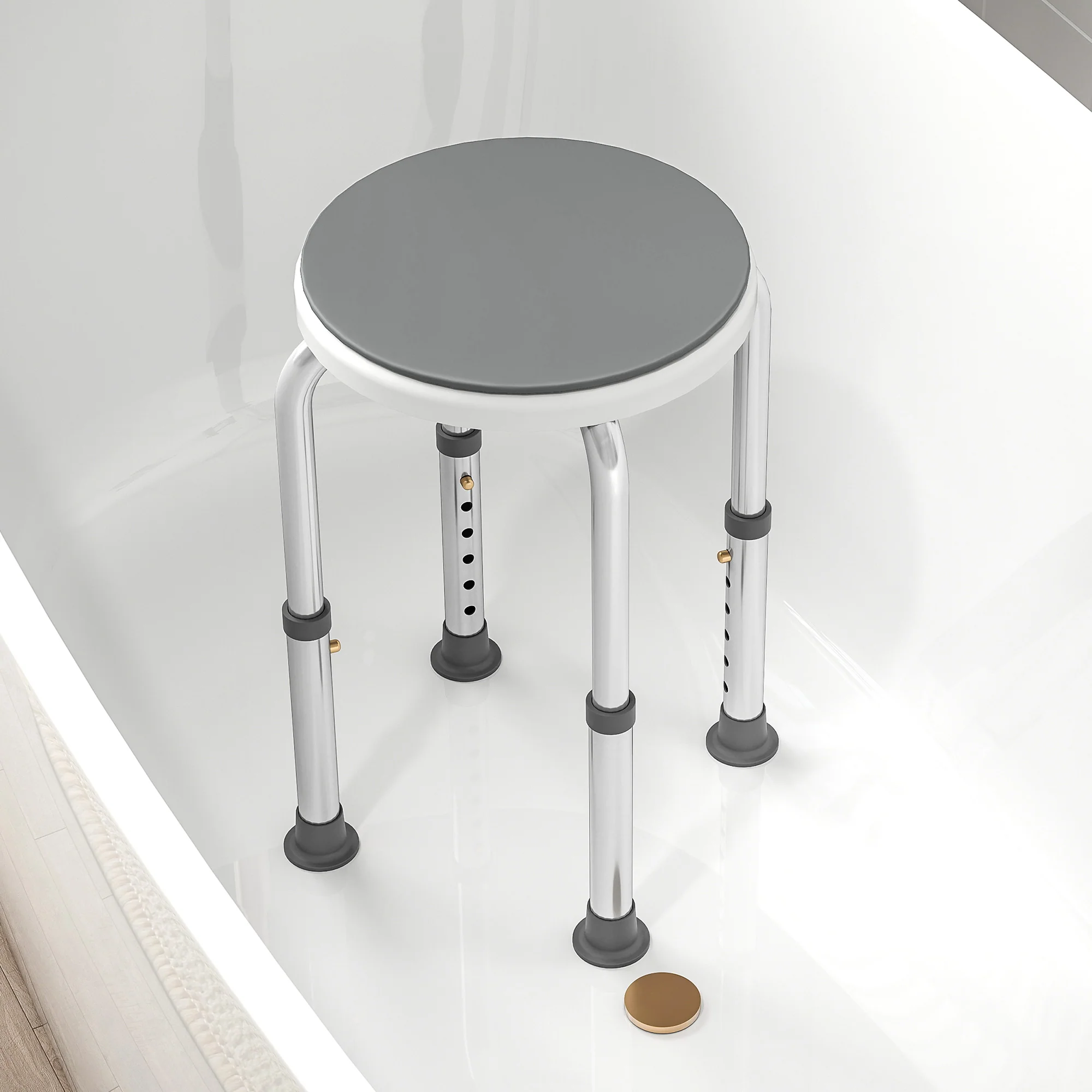 HOMCOM 360 Degree Swivel Shower Stool With Non-Slip Feet For Disabled - Image 17