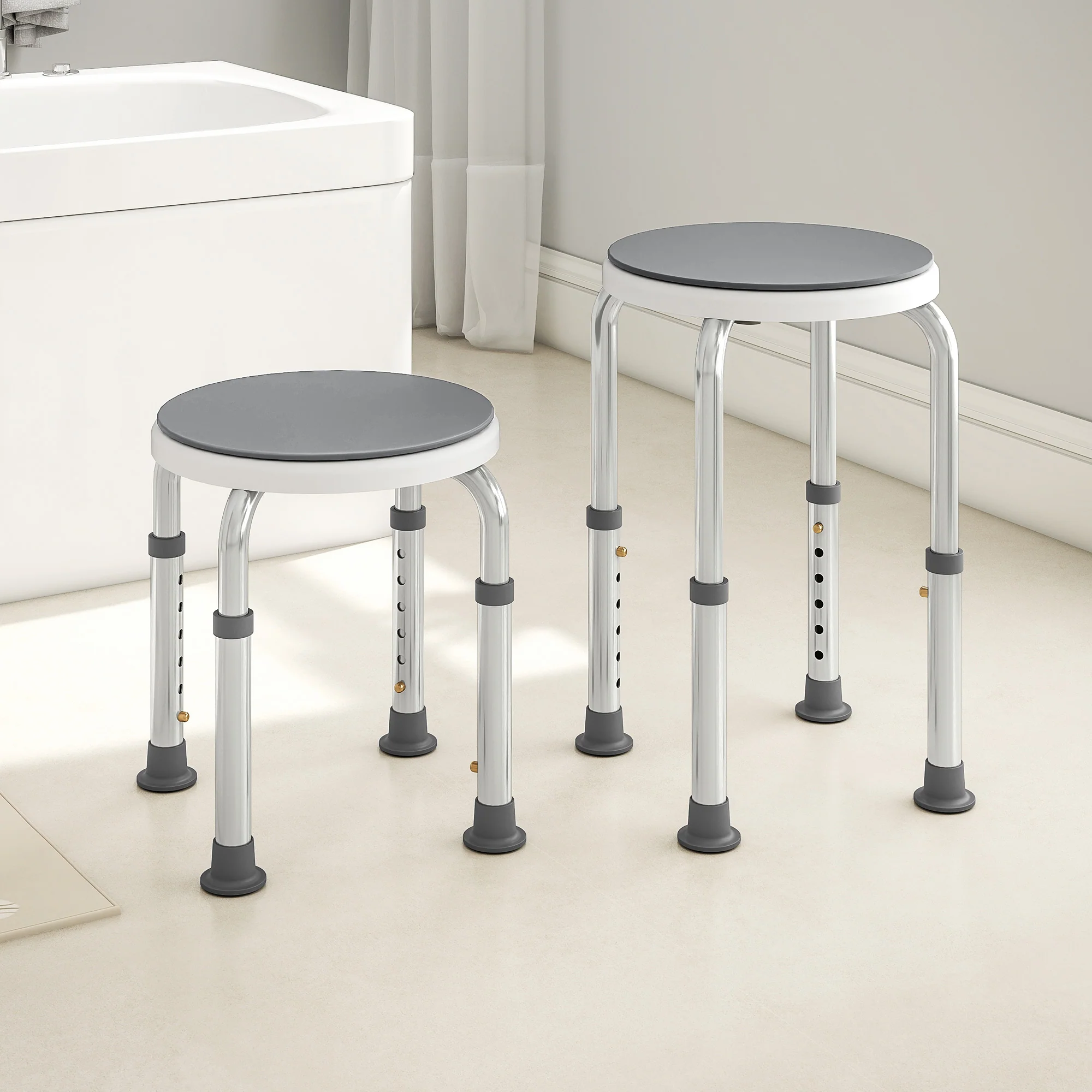 HOMCOM 360 Degree Swivel Shower Stool With Non-Slip Feet For Disabled - Image 18