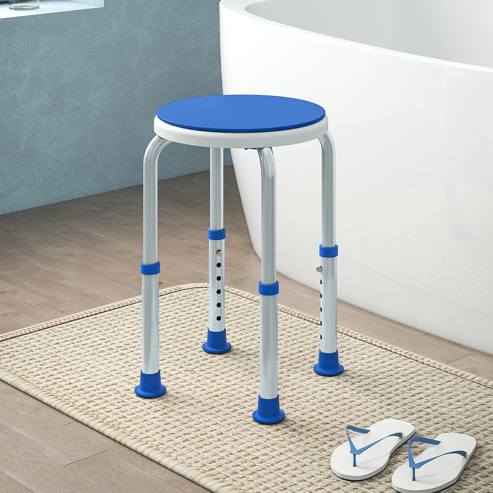 HOMCOM 360 Degree Swivel Shower Stool With Non-Slip Feet For Disabled - Image 2
