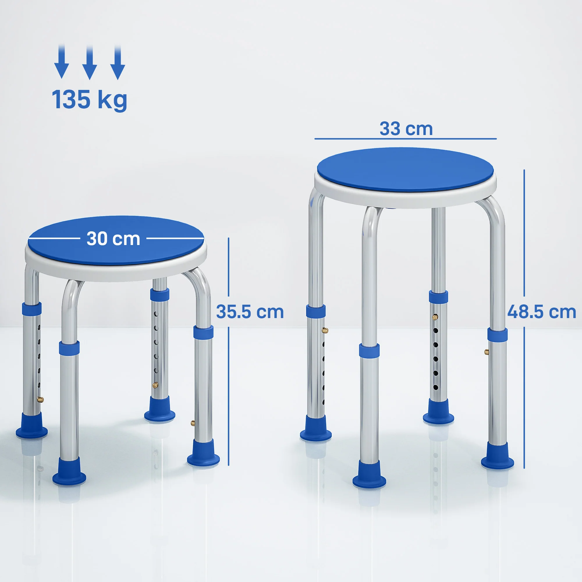 HOMCOM 360 Degree Swivel Shower Stool With Non-Slip Feet For Disabled - Image 5