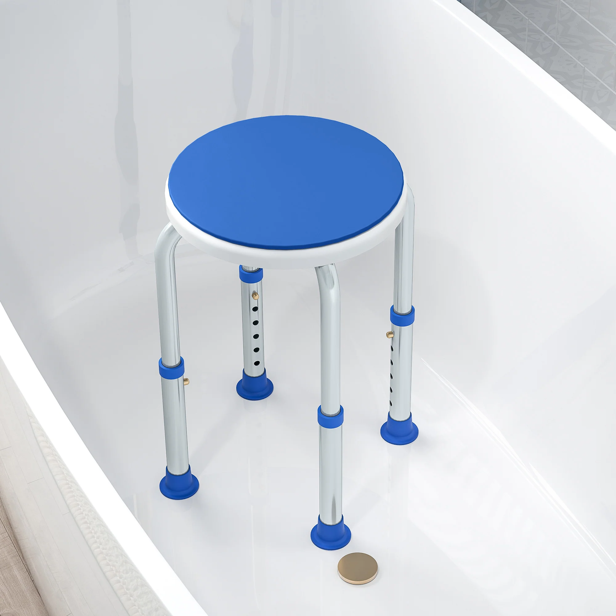 HOMCOM 360 Degree Swivel Shower Stool With Non-Slip Feet For Disabled - Image 8