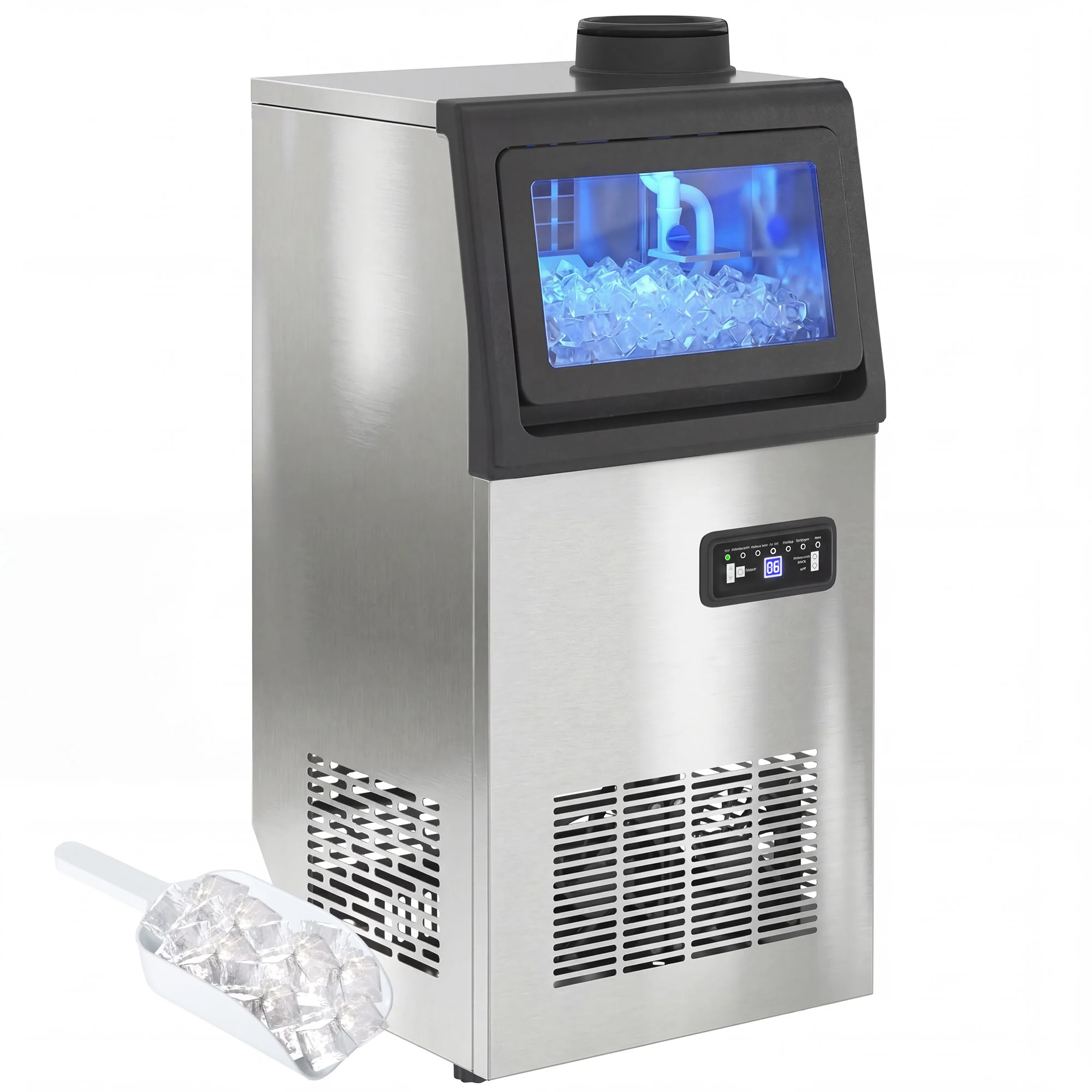HOMCOM 36kg/24H Commercial Ice Maker Machine with Auto Self-Cleaning