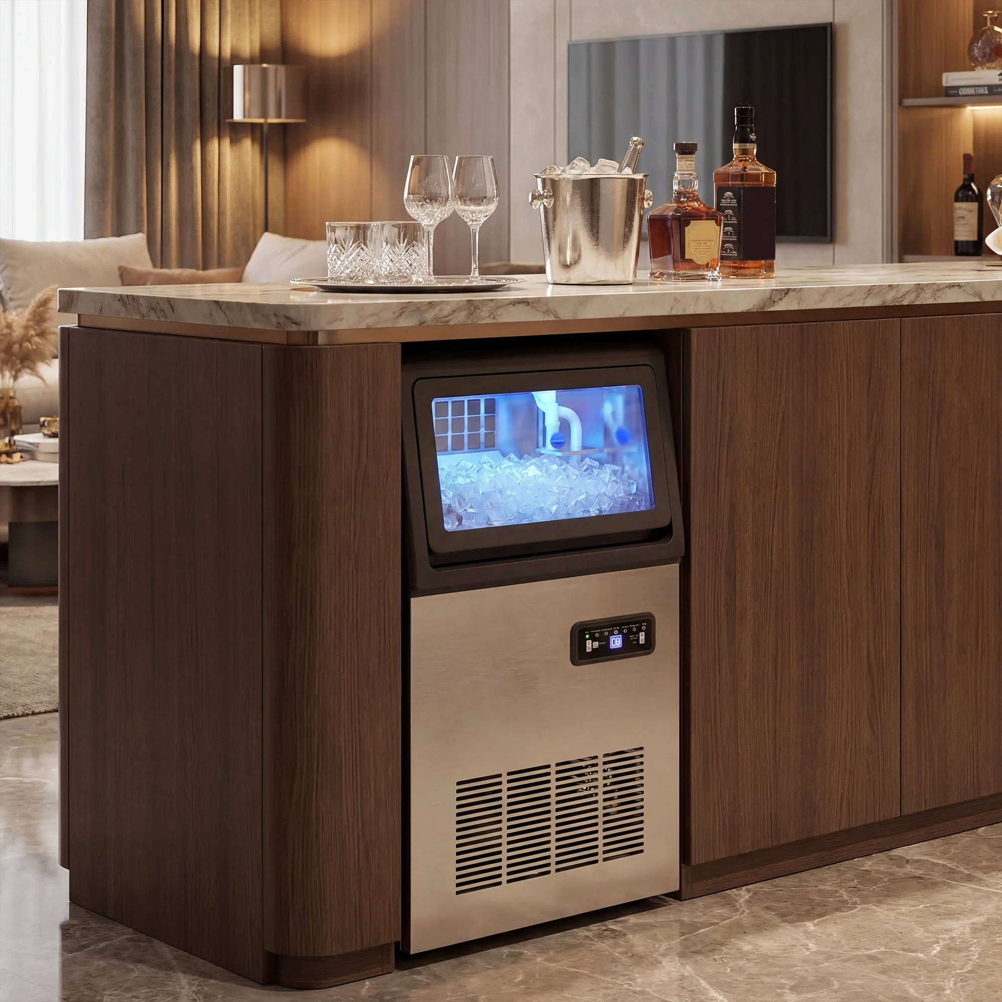 HOMCOM 36kg/24H Commercial Ice Maker Machine with Auto Self-Cleaning - Image 2