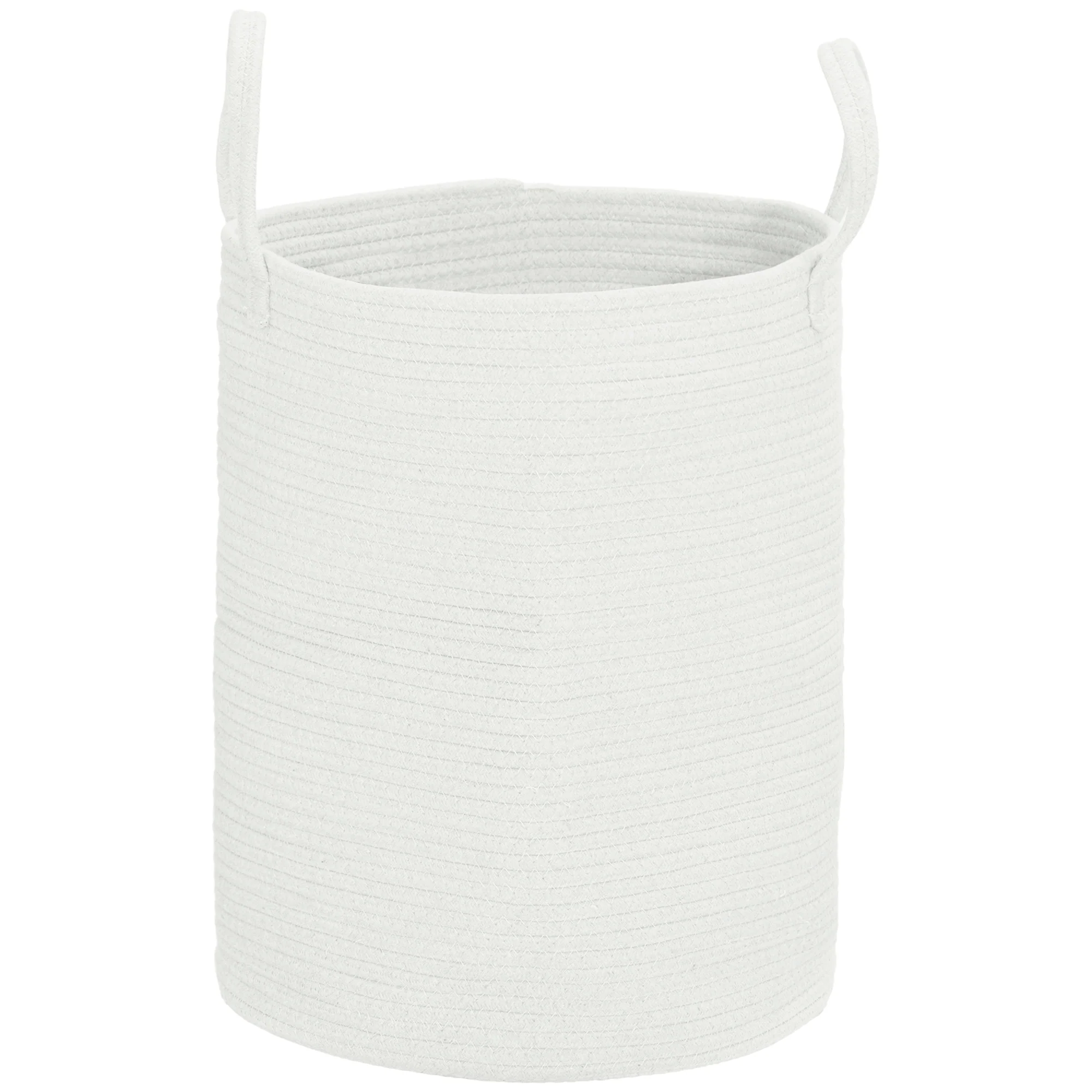 HOMCOM 36L Cotton Rope Laundry Basket With Handles For Pillows Clothes Grey/Cream - Image 10