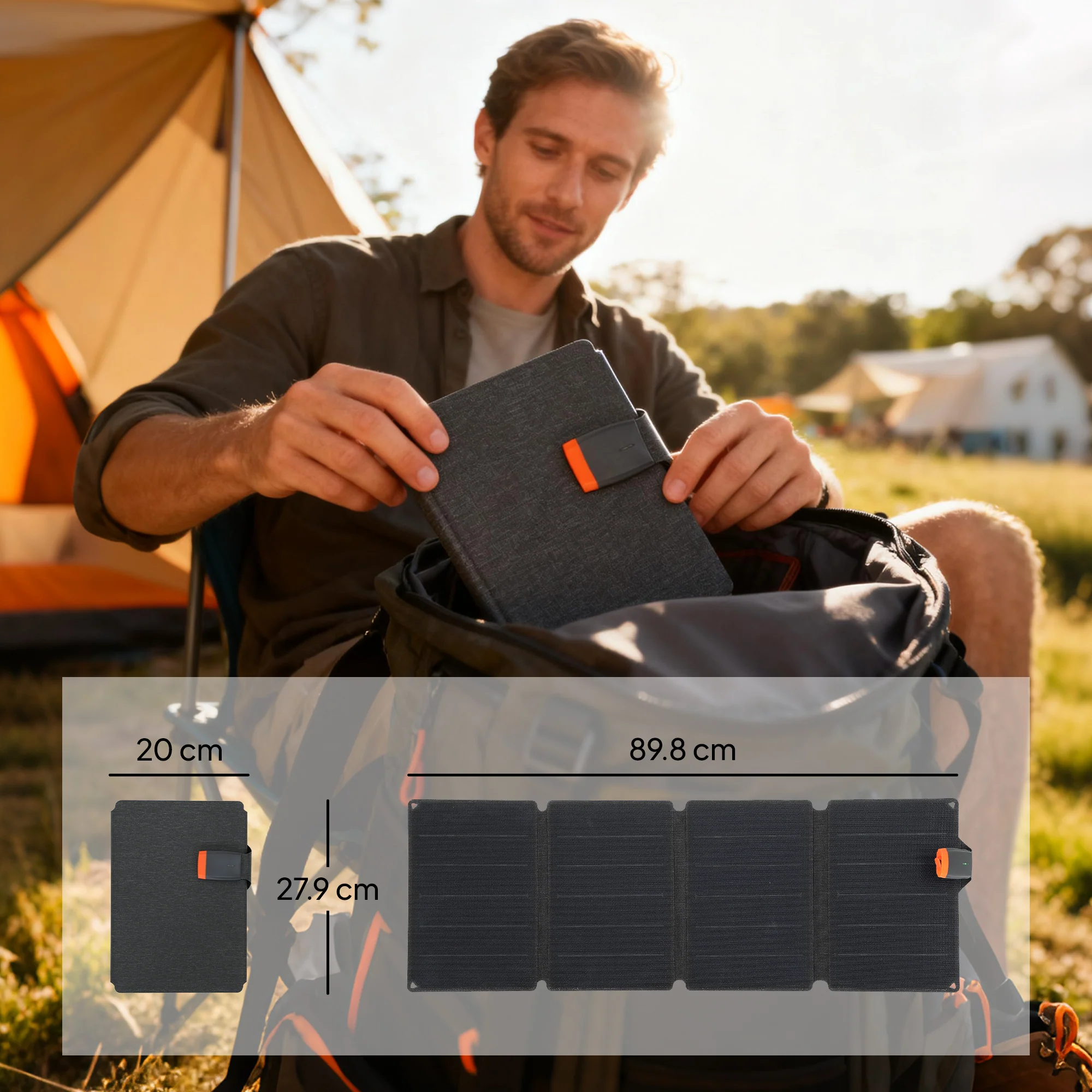 HOMCOM 36W Foldable Portable Solar Panel with Type-C to USB-A Charging Port - Image 5