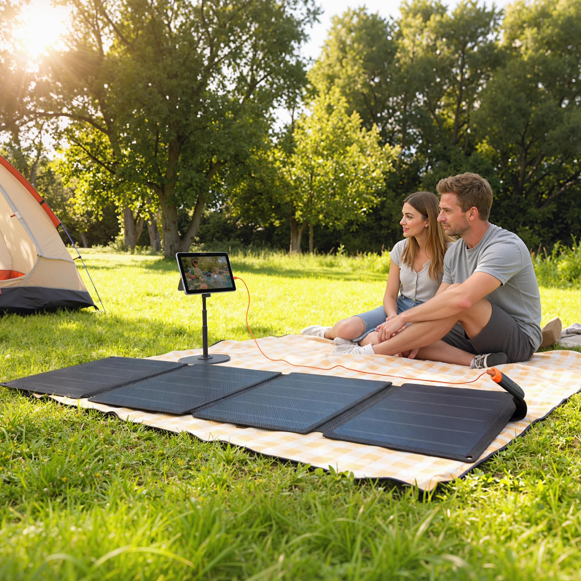 HOMCOM 36W Foldable Portable Solar Panel with Type-C to USB-A Charging Port - Image 9