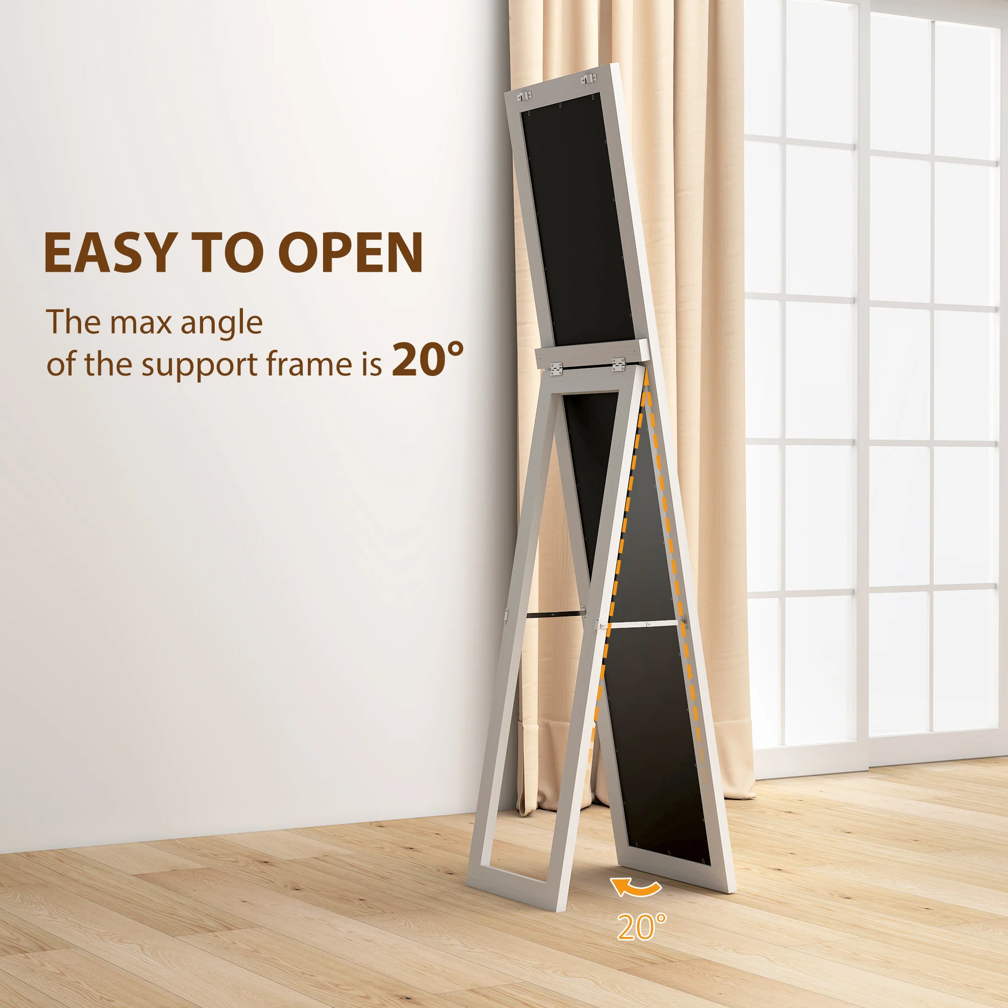HOMCOM 37 x 157 cm Full Length Mirror with Frame for Bedroom, White - Image 6