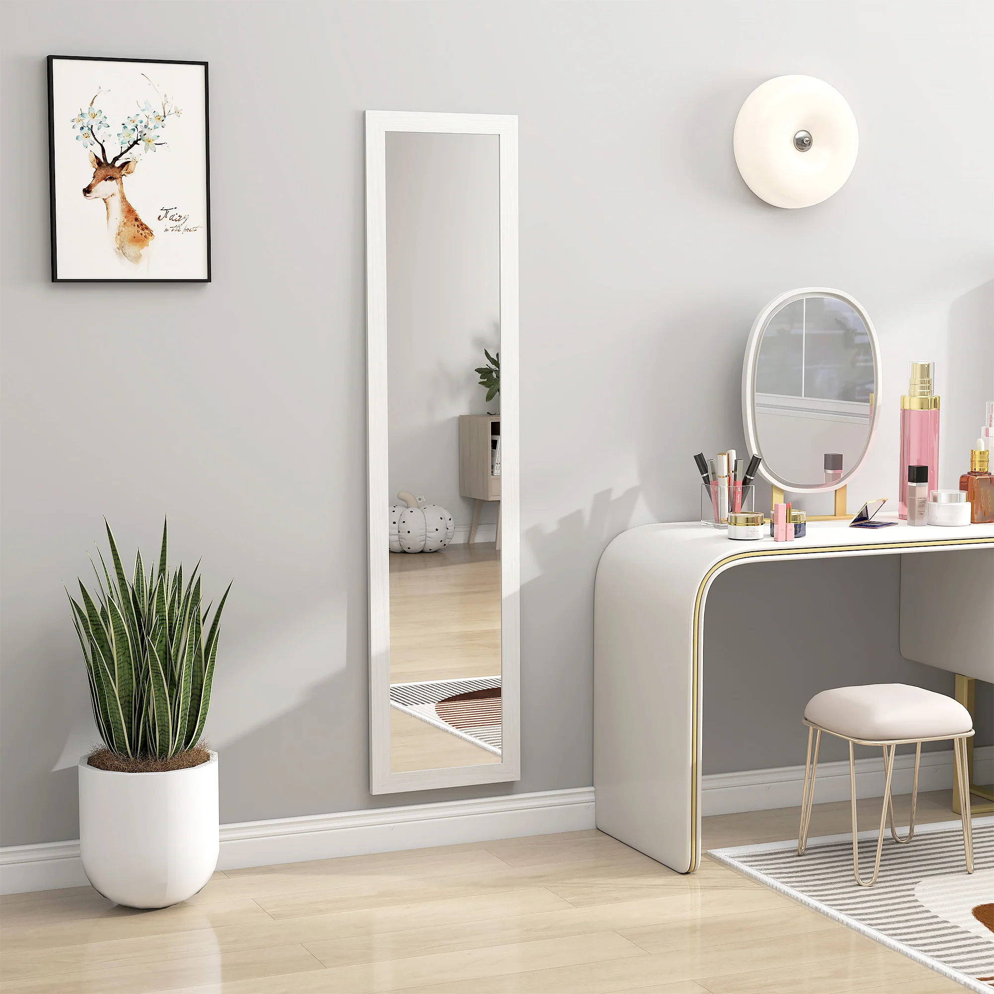 HOMCOM 37 x 157 cm Full Length Mirror with Frame for Bedroom, White - Image 9
